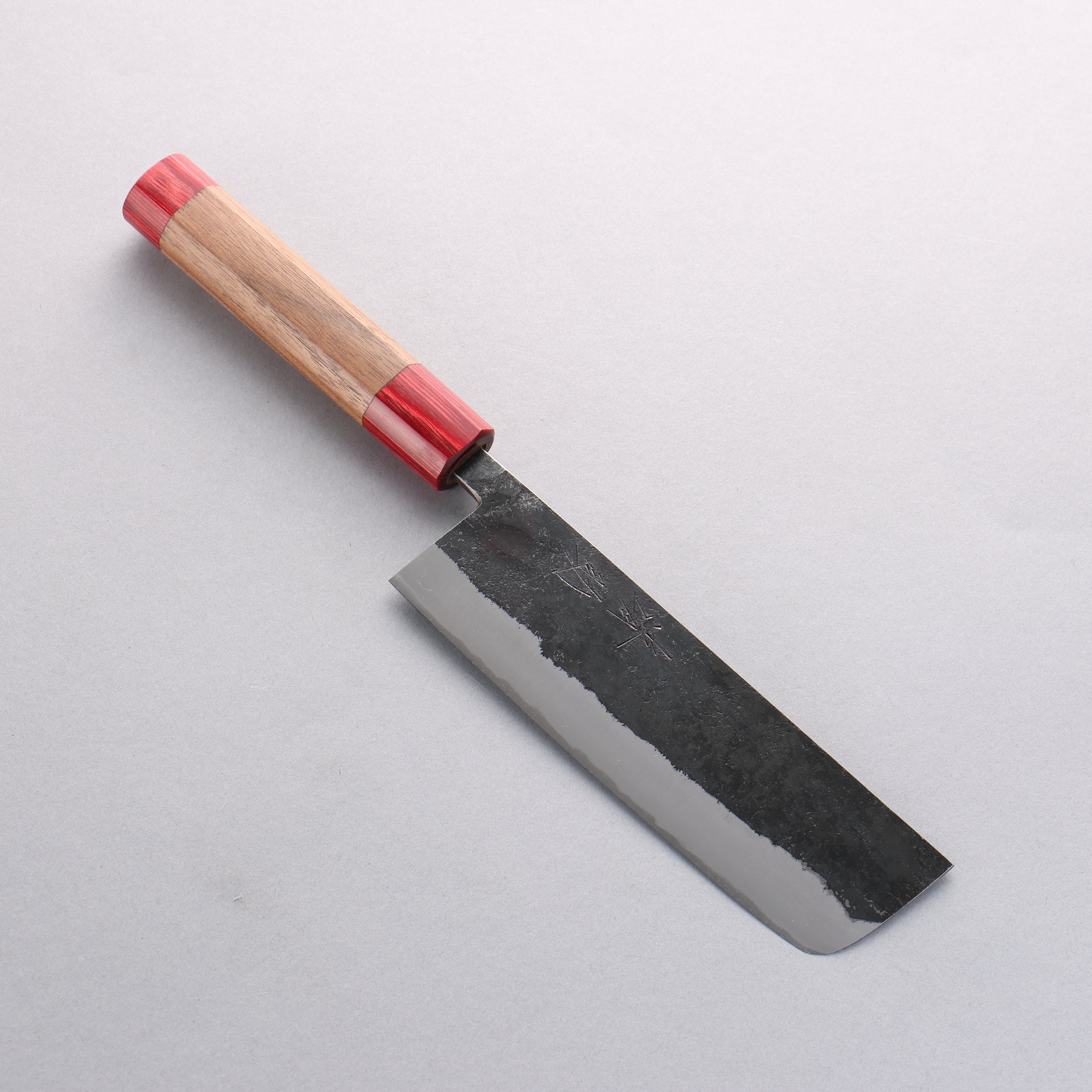 Seisuke Kurumi Blue Steel Kurouchi Usuba 165mm Walnut (With Double Red Pakka wood) Handle - Japanny - Best Japanese Knife
