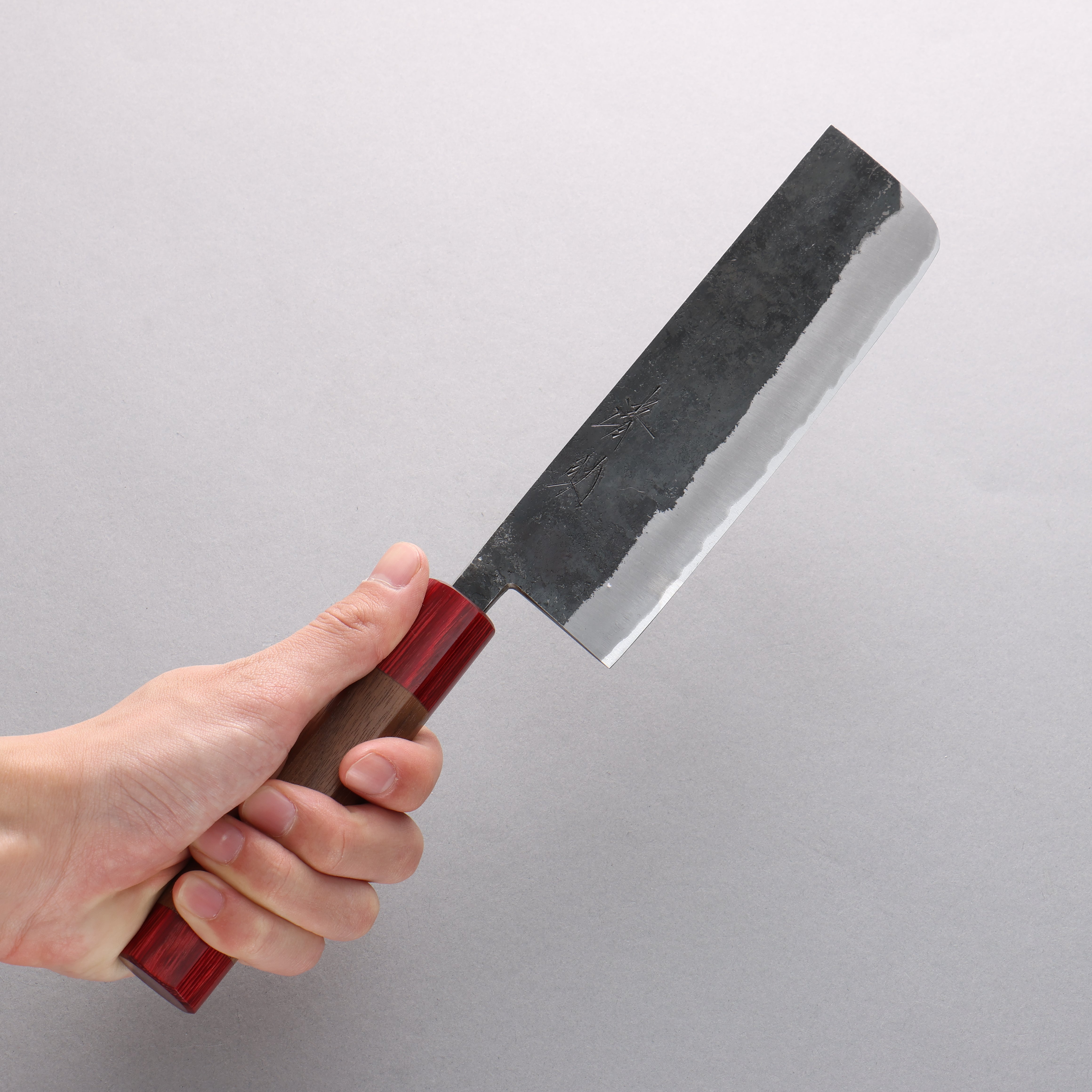 Seisuke Kurumi Blue Steel Kurouchi Usuba 165mm Walnut (With Double Red Pakka wood) Handle - Japanny - Best Japanese Knife