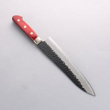  Seisuke Kurobeni Blue Super Hammered Kurouchi Gyuto 210mm Red Pakka wood Handle - Japanny - Best Japanese Knife