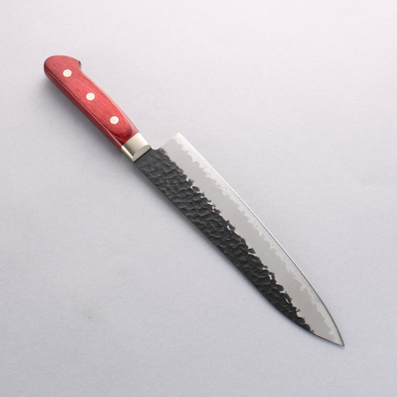 Seisuke Kurobeni Blue Super Hammered Kurouchi Gyuto 210mm Red Pakka wood Handle - Japanny - Best Japanese Knife