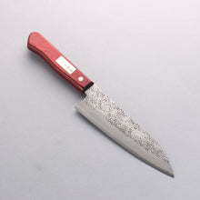  Seisuke Blue Super Hammered Santoku 165mm Red Pakka wood Handle - Japanny - Best Japanese Knife