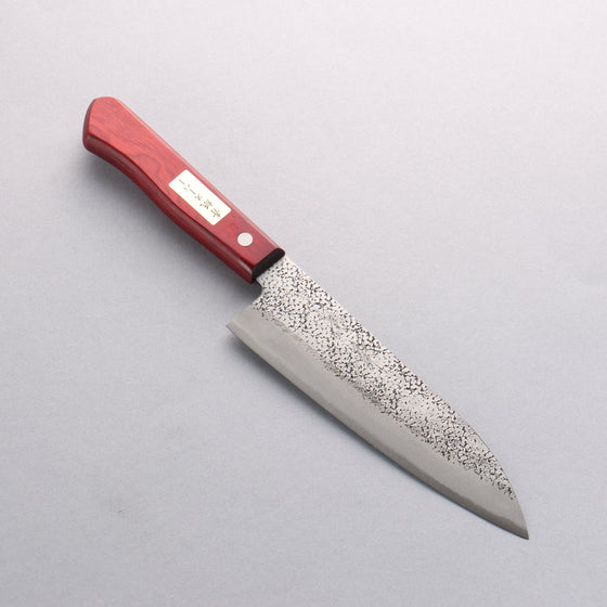 Seisuke Blue Super Hammered Santoku 165mm Red Pakka wood Handle - Japanny - Best Japanese Knife