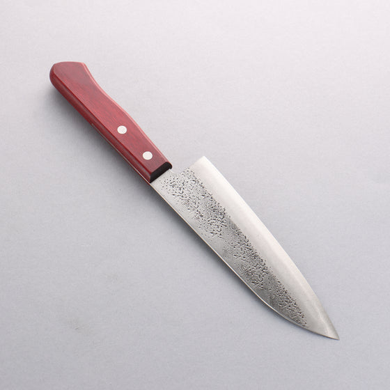 Seisuke Blue Super Hammered Santoku 165mm Red Pakka wood Handle - Japanny - Best Japanese Knife