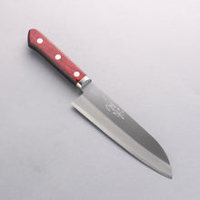  Seisuke Blue Super Migaki Finished Santoku 170mm Red and Black Pakka wood Handle - Japanny - Best Japanese Knife