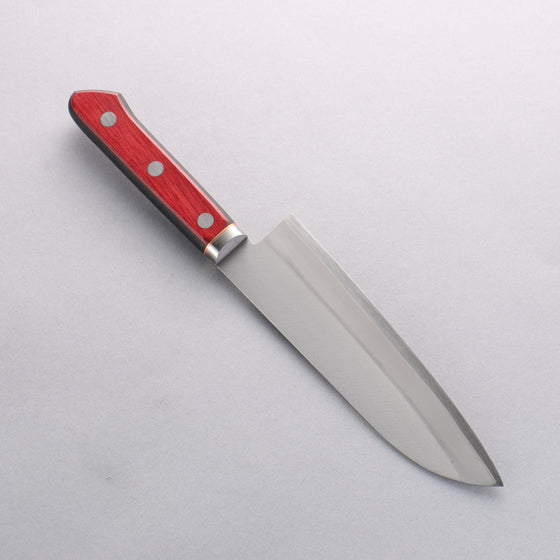 Seisuke Blue Super Migaki Finished Santoku 170mm Red and Black Pakka wood Handle - Japanny - Best Japanese Knife