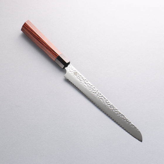 Seki Kanetsugu Heptagon Wood VG10 Hammered Bread Slicer 210mm Pakka wood (heptagonal) Handle - Japanny - Best Japanese Knife
