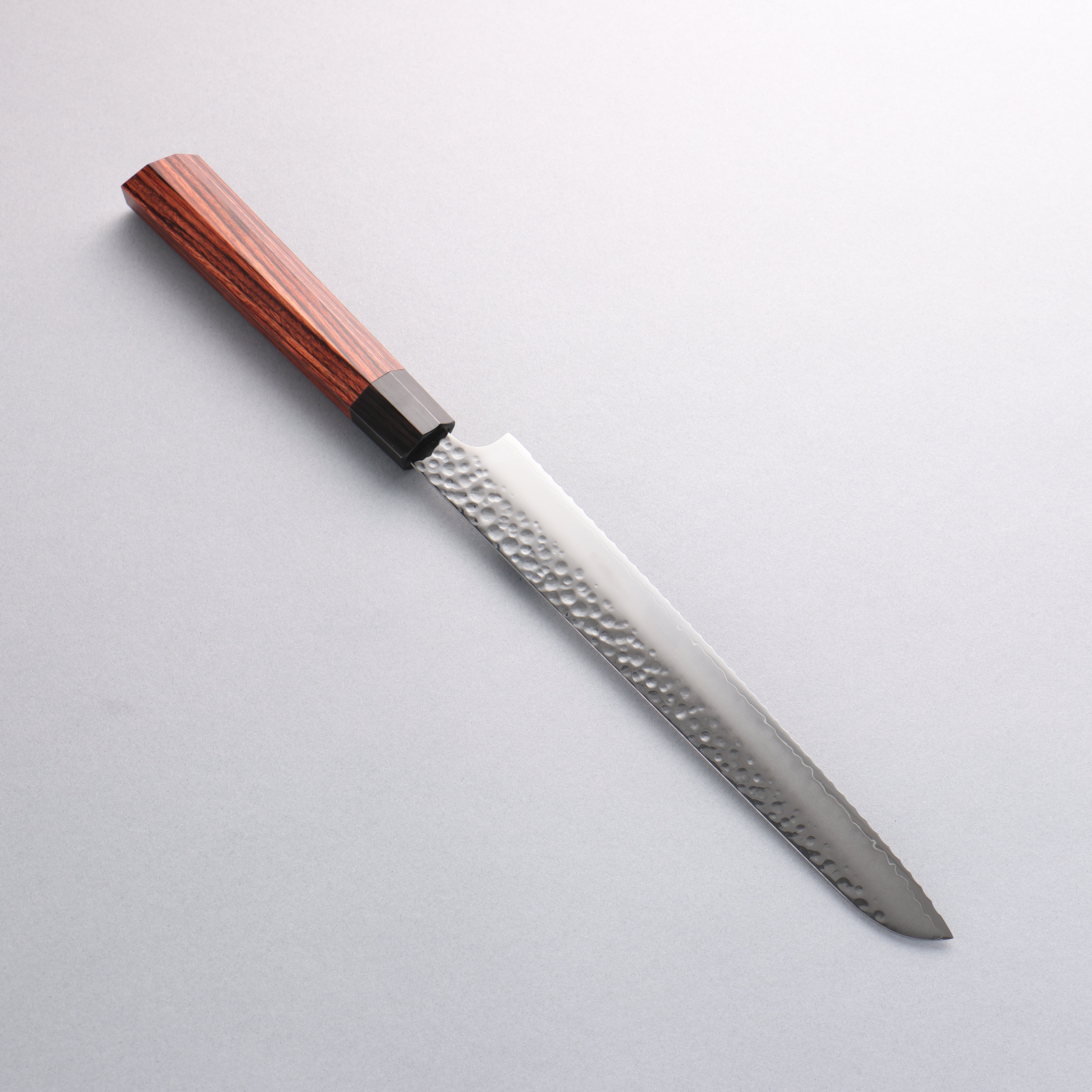 Seki Kanetsugu Heptagon Wood VG10 Hammered Bread Slicer 210mm Pakka wood (heptagonal) Handle - Japanny - Best Japanese Knife