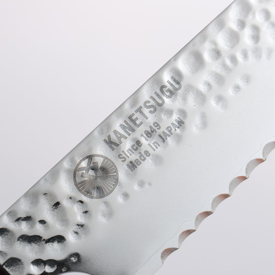 Seki Kanetsugu Heptagon Wood VG10 Hammered Bread Slicer 210mm Pakka wood (heptagonal) Handle - Japanny - Best Japanese Knife
