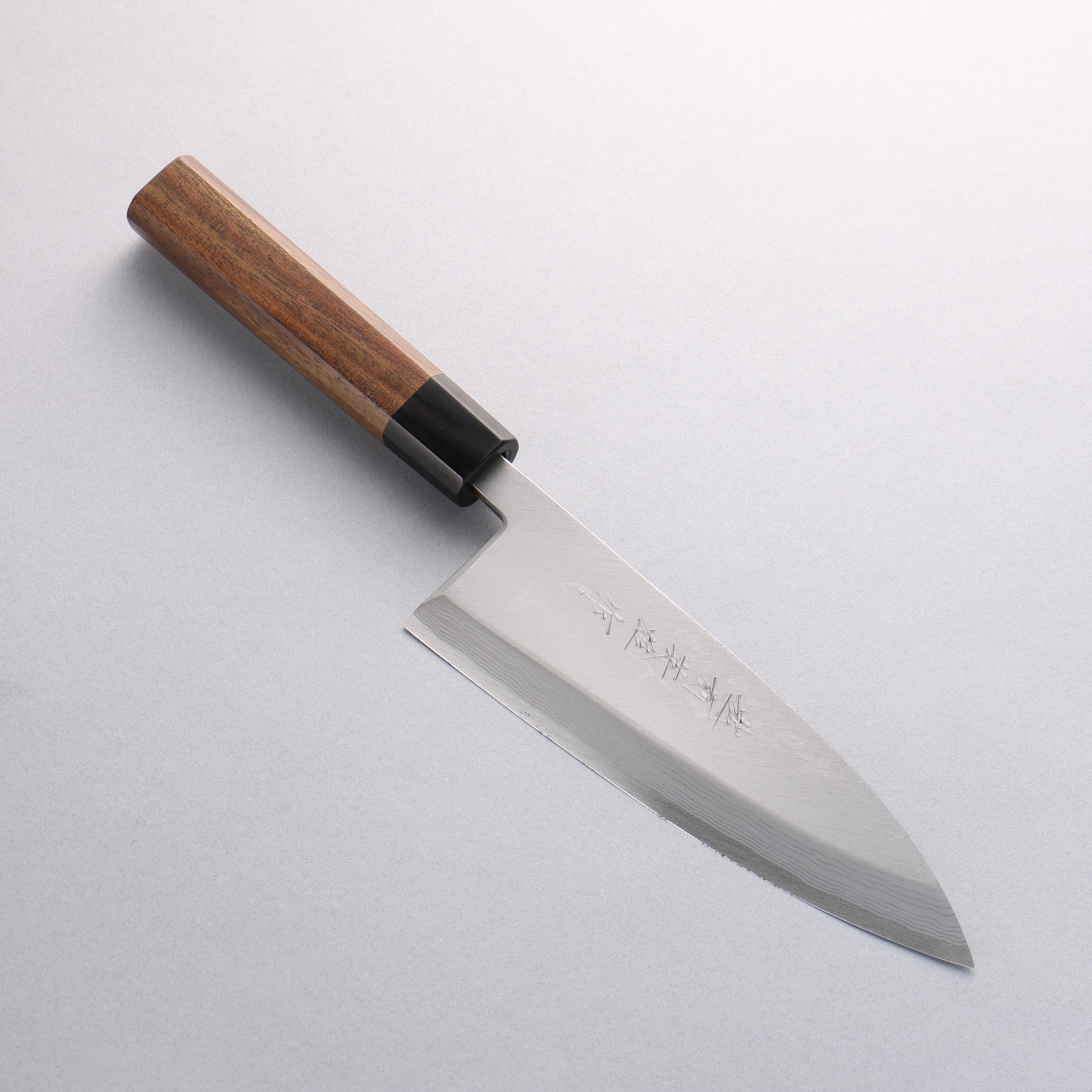 Hideo Kitaoka Blue Steel No.2 Damascus Deba 180mm Shitan Handle - Japanny - Best Japanese Knife