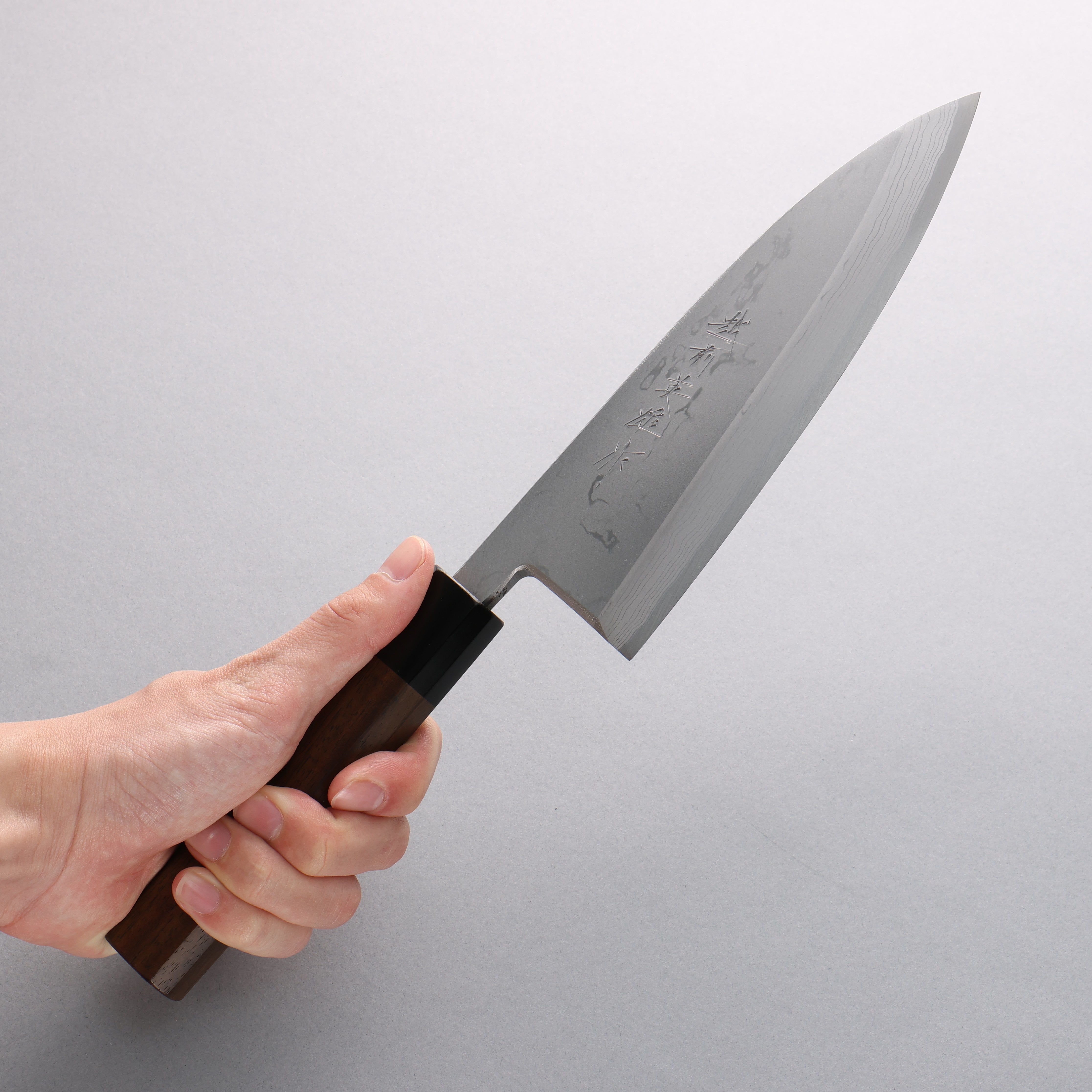 Hideo Kitaoka Blue Steel No.2 Damascus Deba 180mm Shitan Handle - Japanny - Best Japanese Knife