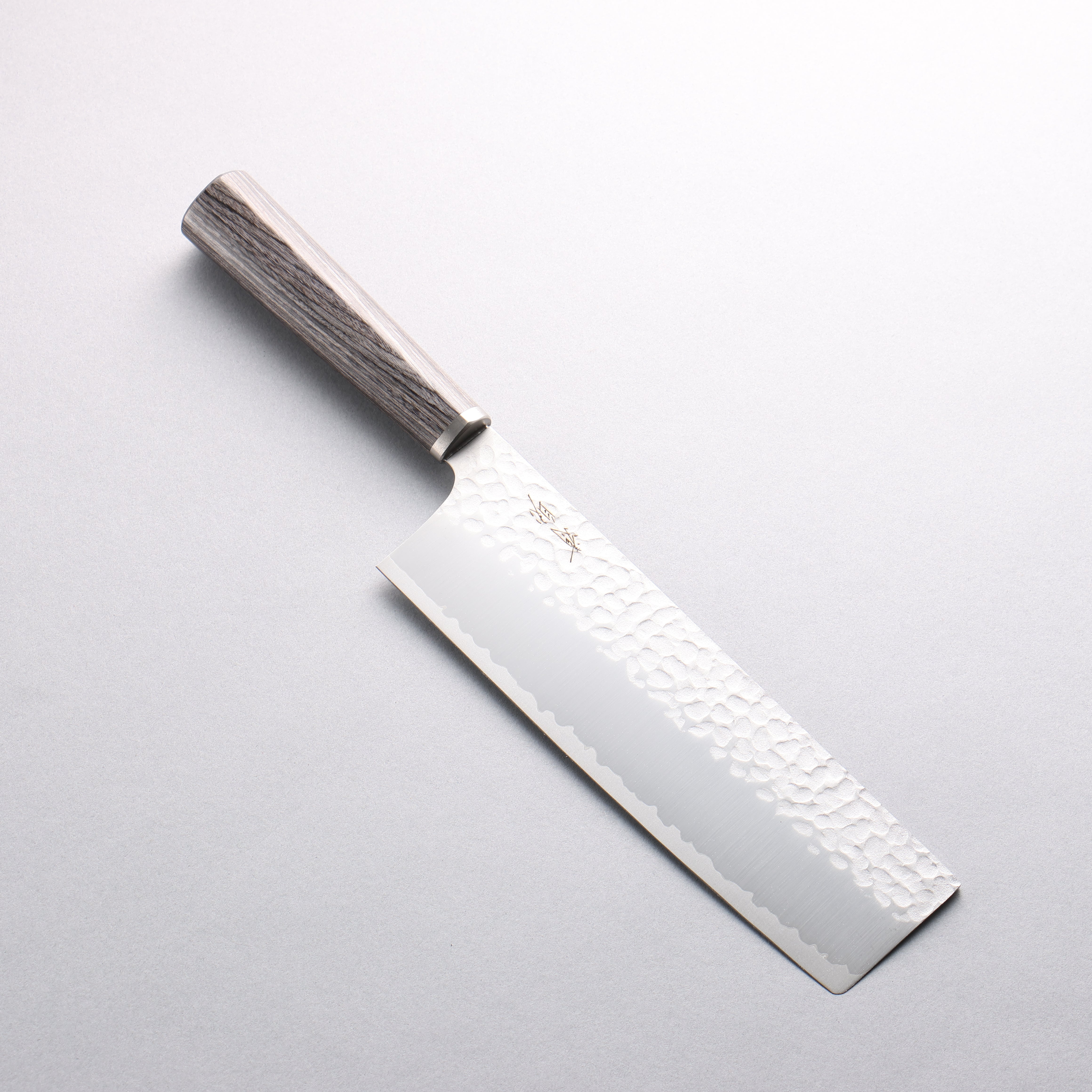 Seisuke VG10 Hammered Nakiri 180mm Charcoal Gray Pakka wood Handle - Japanny - Best Japanese Knife