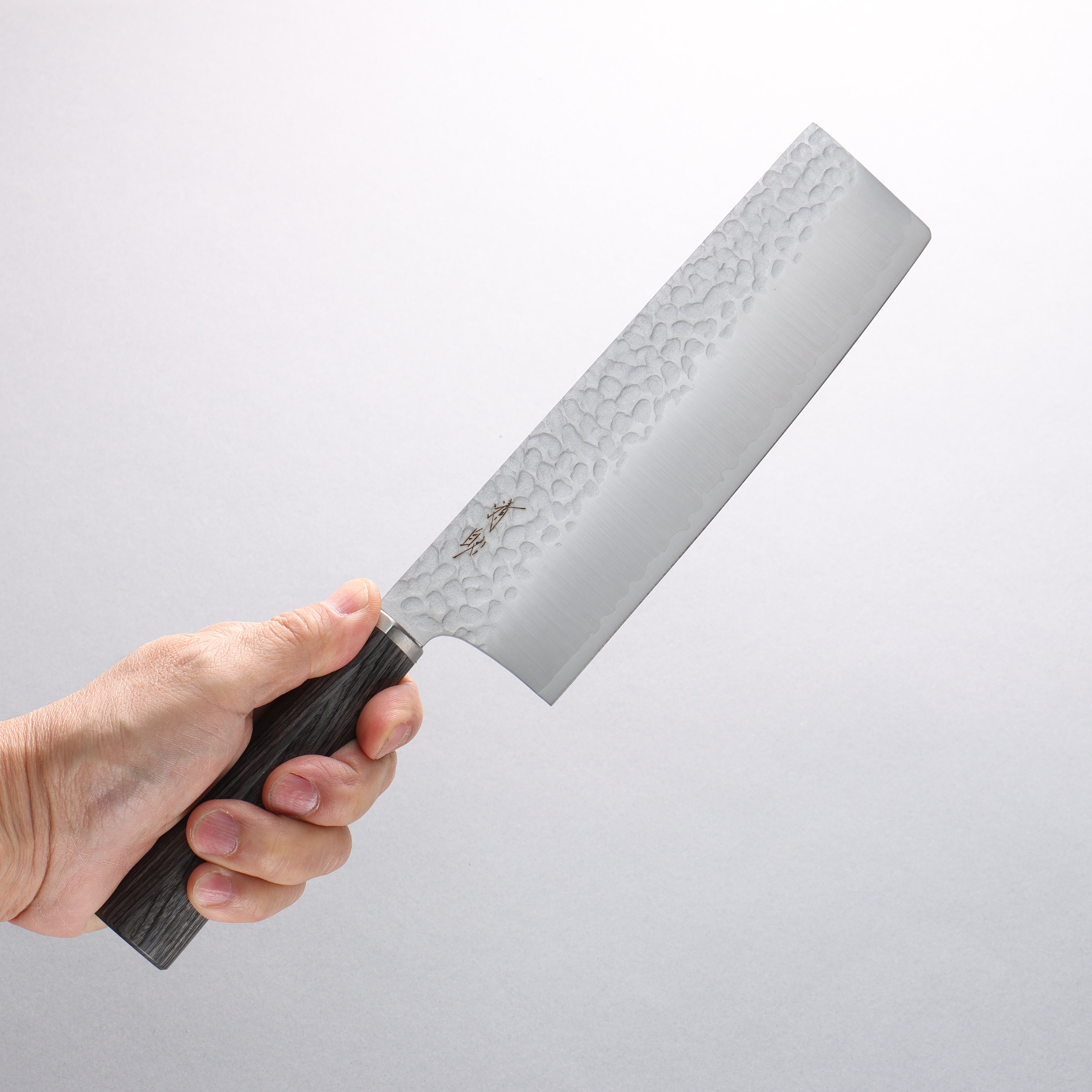 Seisuke VG10 Hammered Nakiri 180mm Charcoal Gray Pakka wood Handle - Japanny - Best Japanese Knife