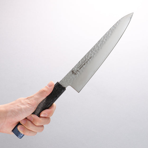 Sakai Takayuki Rinnou VG10 33 Layer Damascus Gyuto 210mm Blue Lacquered Handle - Japanny - Best Japanese Knife