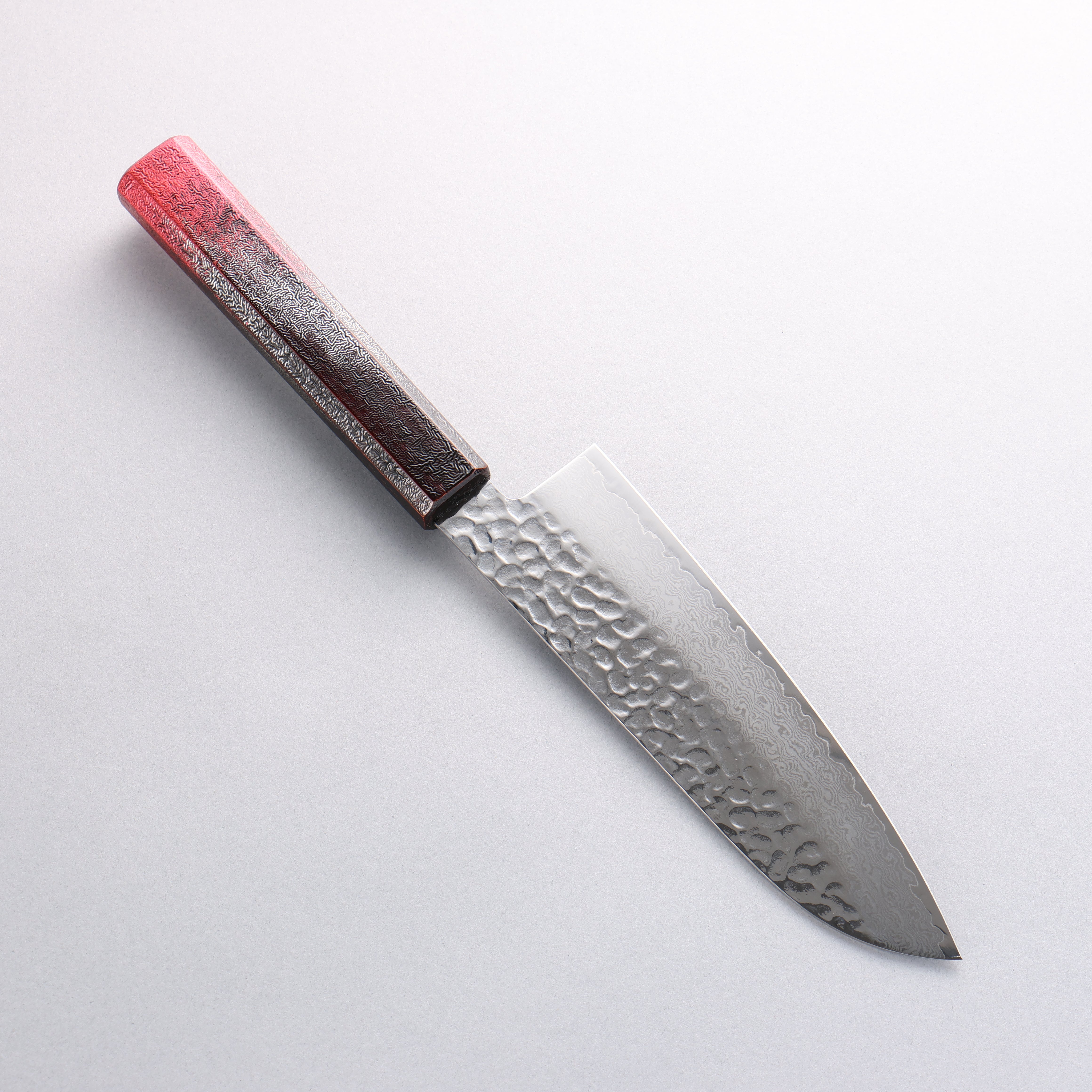 Sakai Takayuki Rinnou VG10 33 Layer Damascus Santoku 170mm Red Lacquered Handle - Japanny - Best Japanese Knife