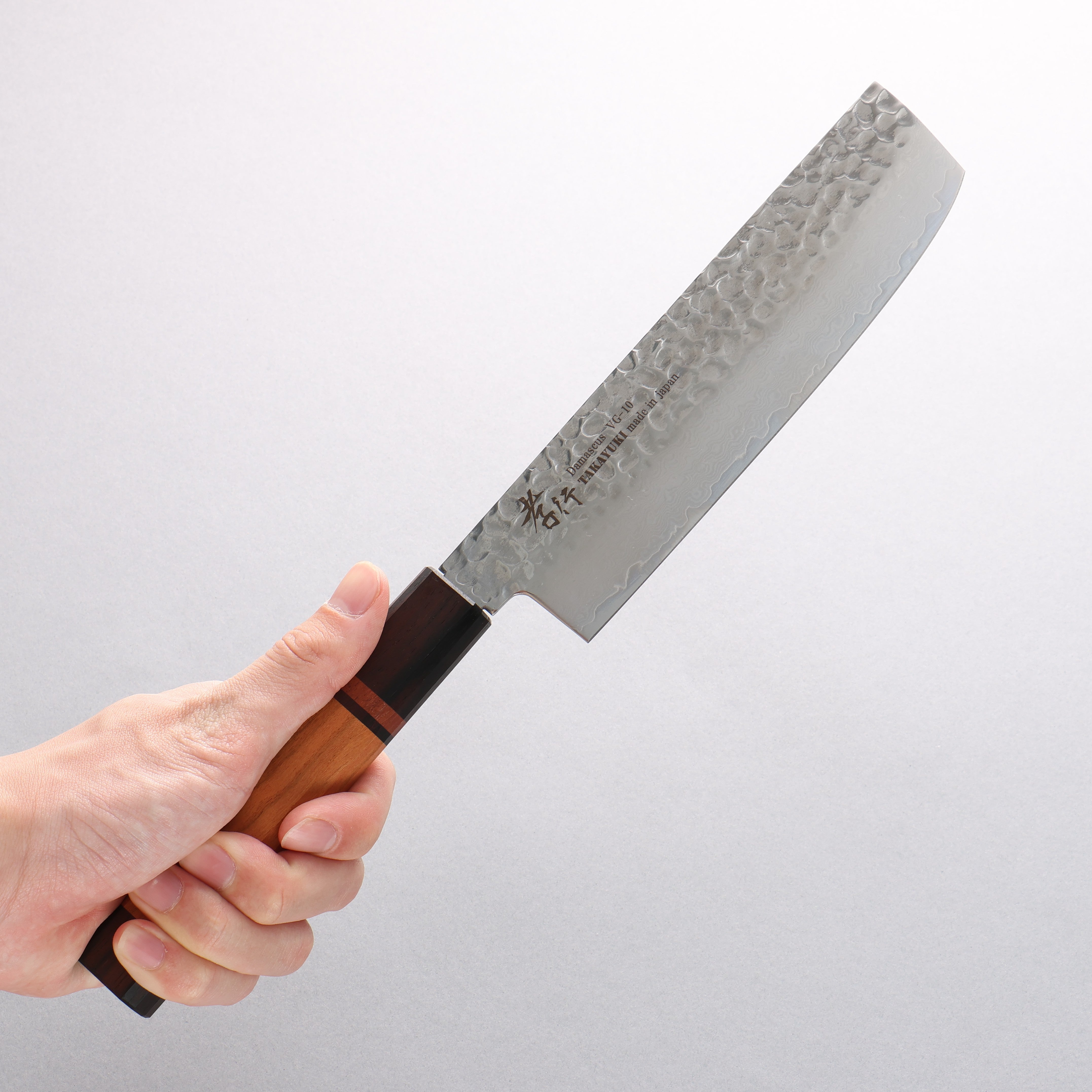 Sakai Takayuki VG10 33 Layer Damascus Nakiri 170mm Mountain cherry (12 sided) Handle - Japanny - Best Japanese Knife