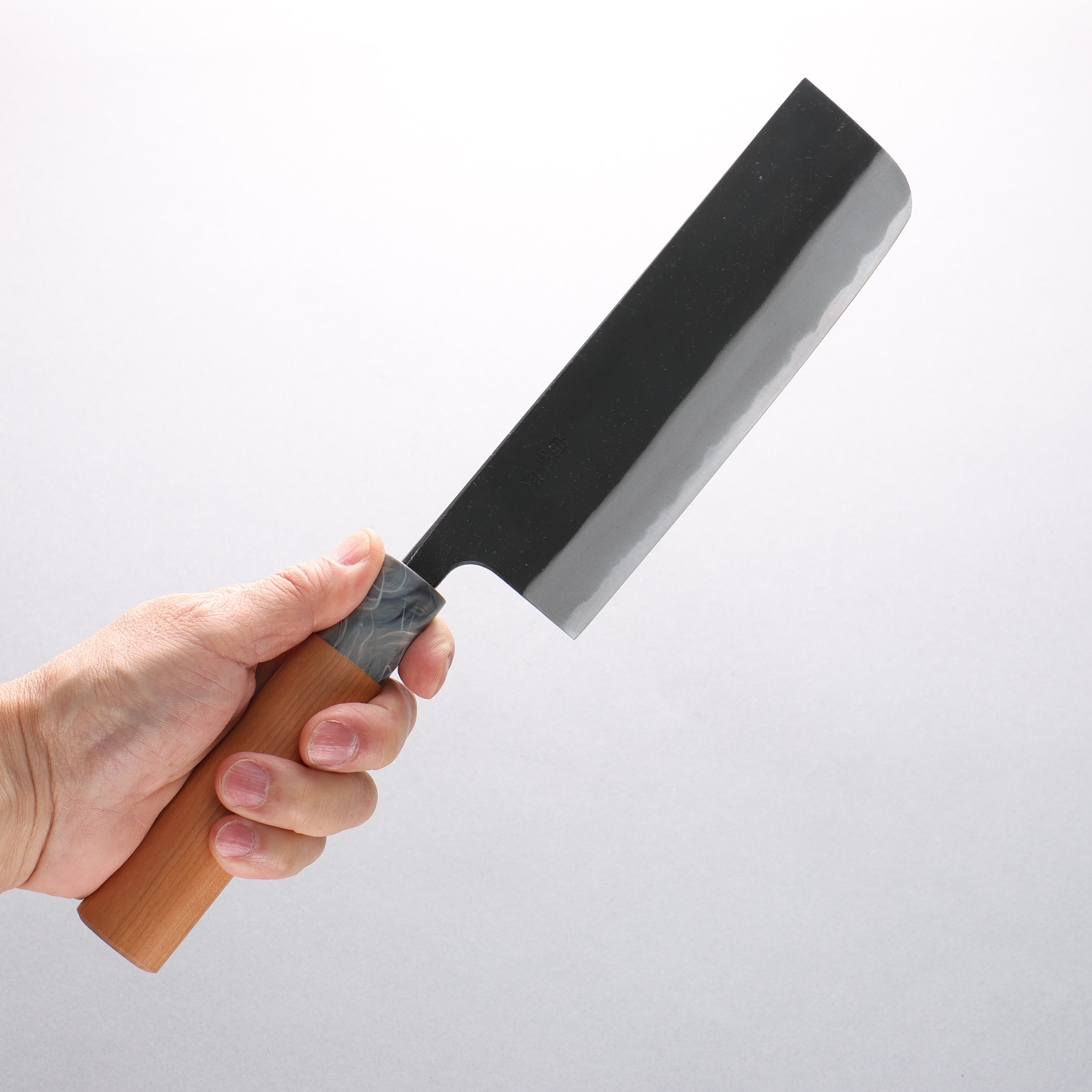 Nao Yamamoto White Steel No.2 Kurouchi Nakiri 165mm Cherry Tree Handle - Japanny - Best Japanese Knife