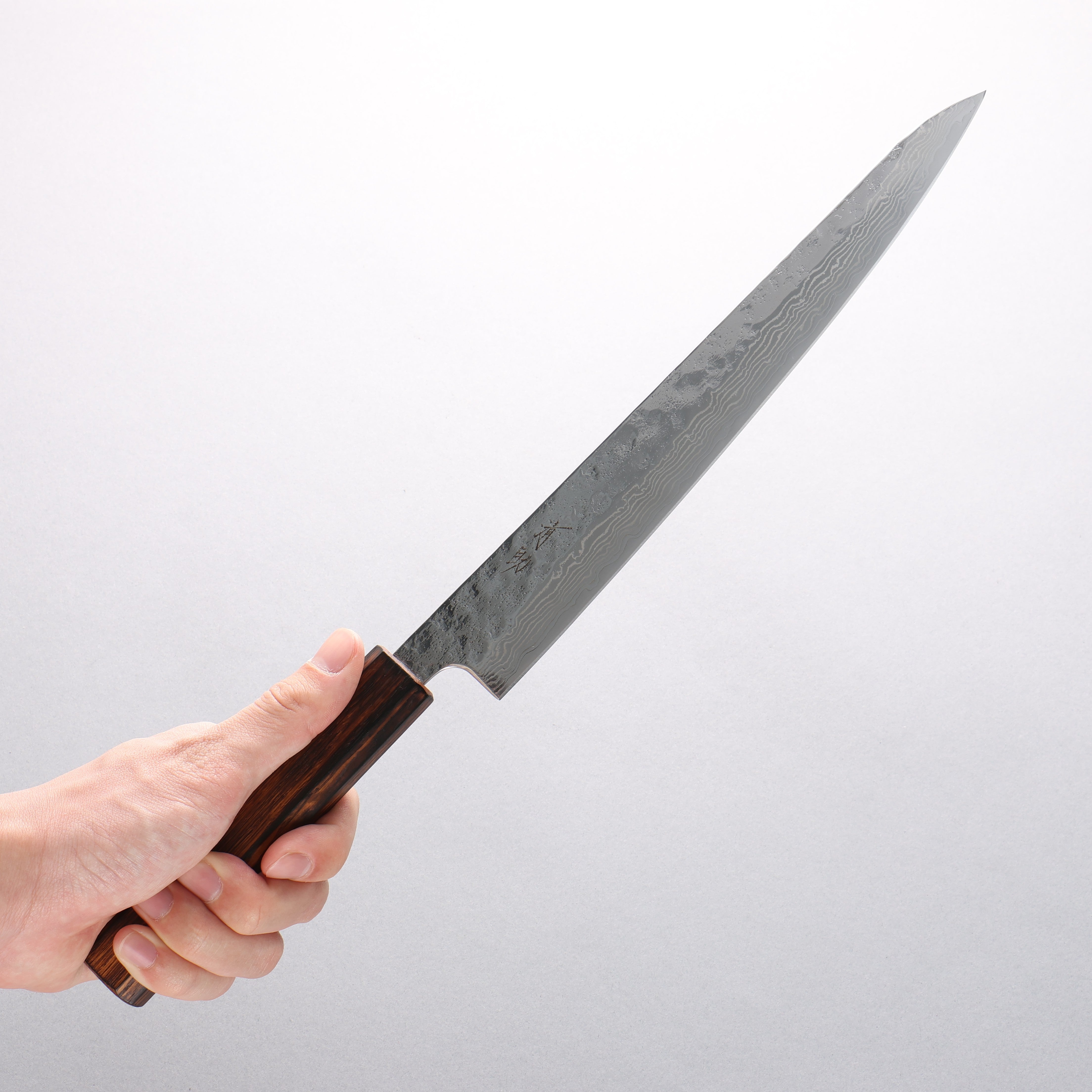 Seisuke Stainless Steel 440C Hammered Damascus Migaki Finished Sujihiki 240mm Oak Handle - Japanny - Best Japanese Knife