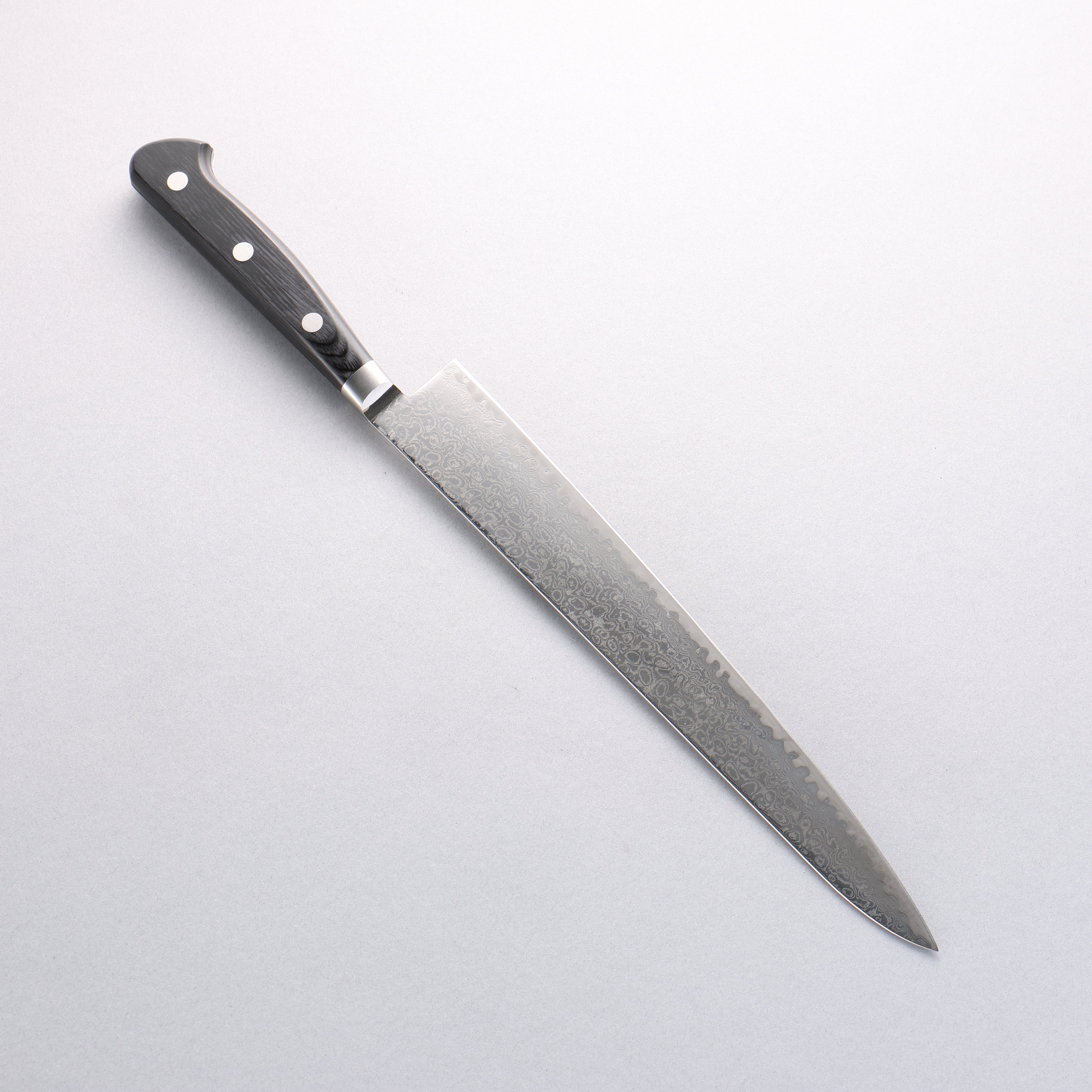 Seisuke Kagami2 AUS10 Mirrored Finish Damascus Sujihiki 240mm Black Pakka wood Handle - Japanny - Best Japanese Knife