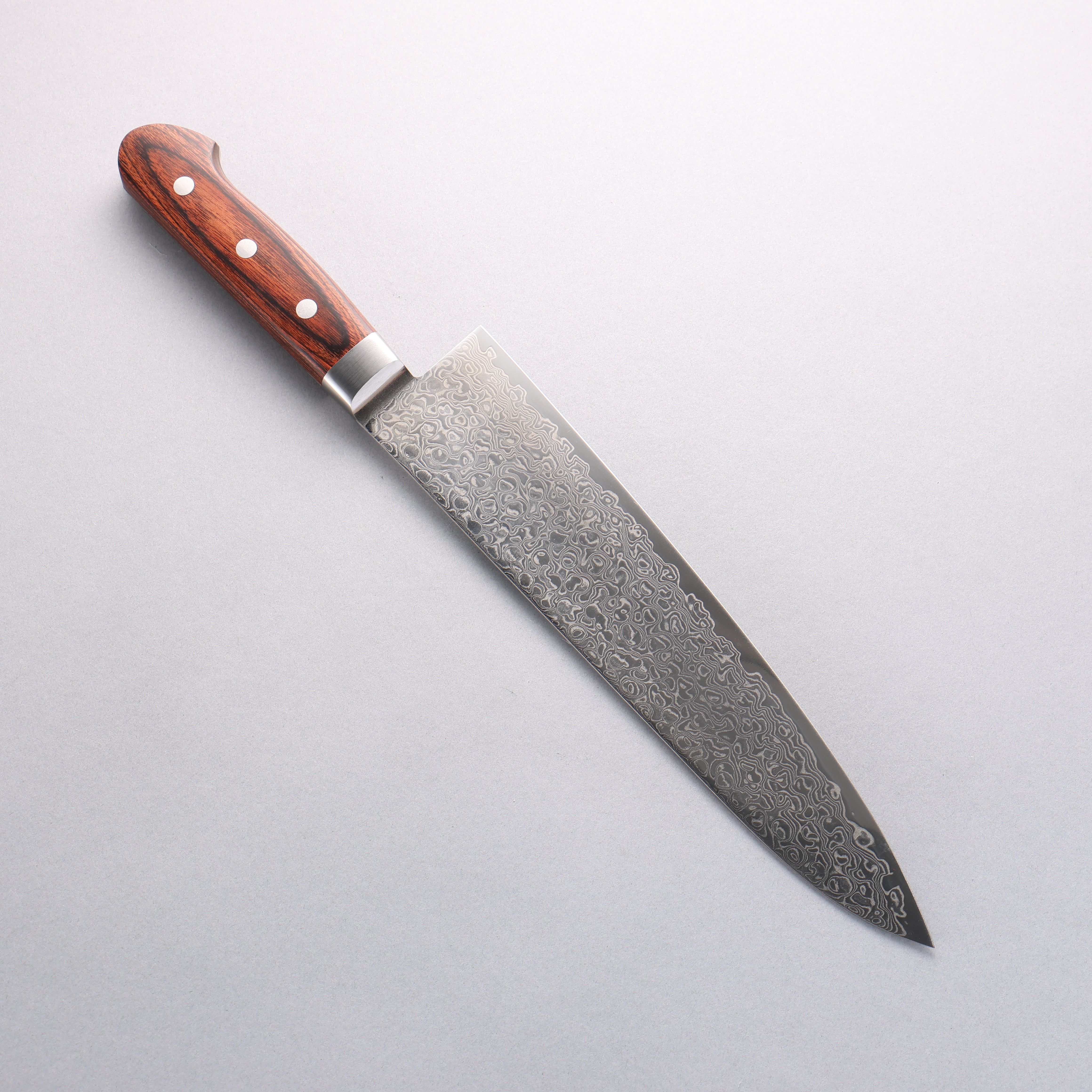 Seisuke Mokusei ZA-18 Mirrored Finish Damascus Gyuto 240mm Brown Pakka wood Handle - Japanny - Best Japanese Knife