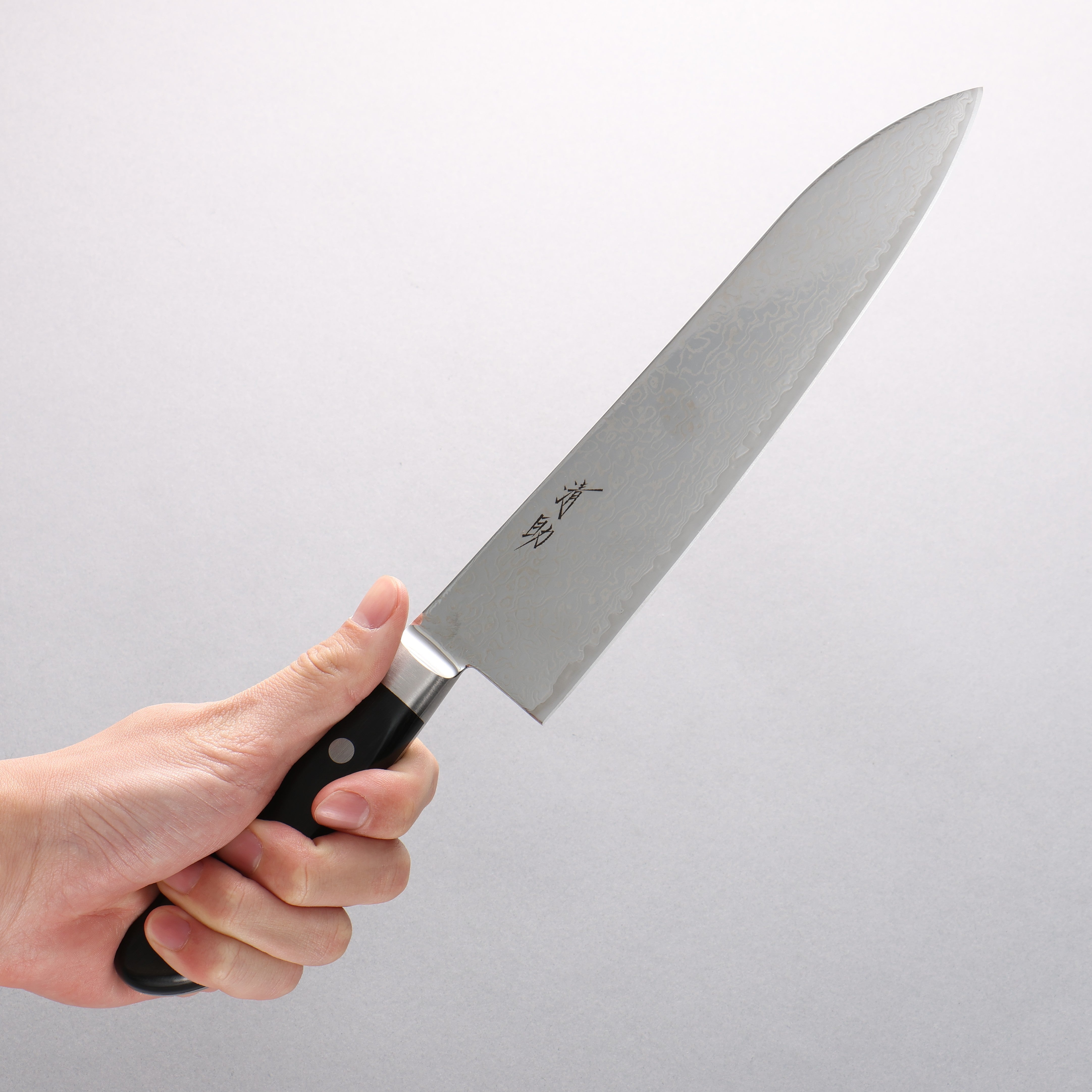 Seisuke Kagami2 AUS10 Mirrored Finish Damascus Gyuto 210mm Black Pakka wood Handle - Japanny - Best Japanese Knife