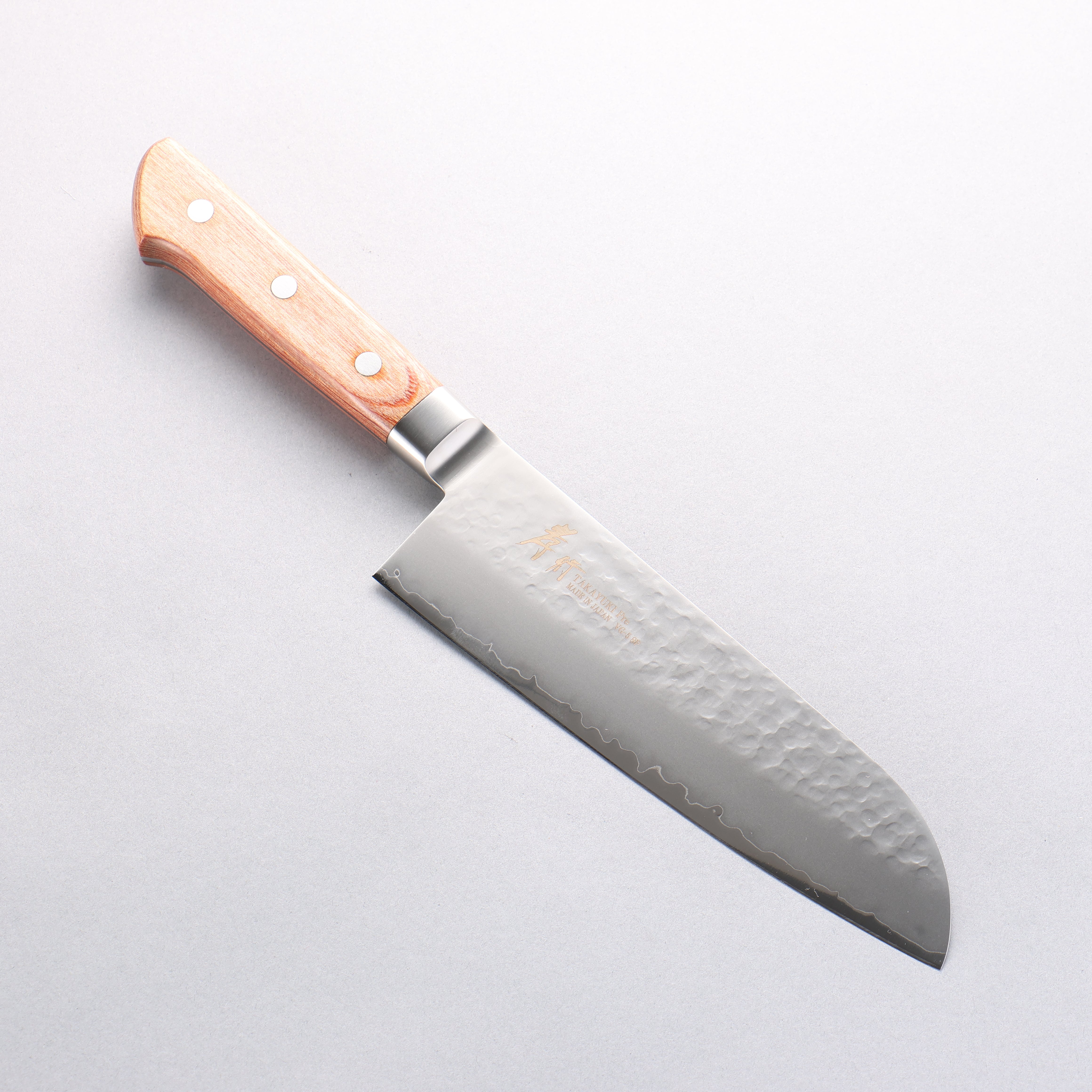 Sakai Takayuki VG5 Hammered Santoku 175mm Brown Pakka wood Handle - Japanny - Best Japanese Knife