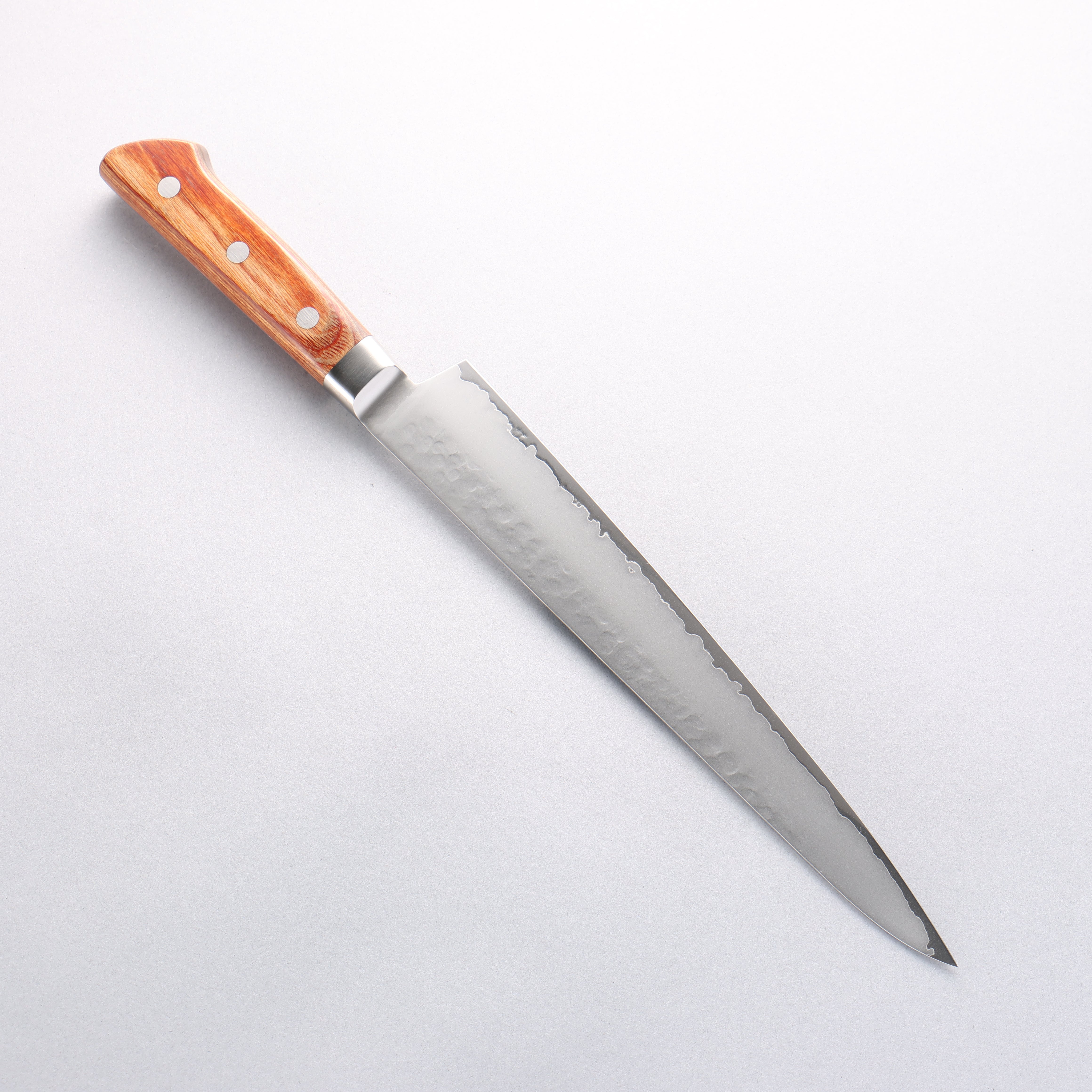 Sakai Takayuki VG5 Hammered Sujihiki 240mm Brown Pakka wood Handle - Japanny - Best Japanese Knife