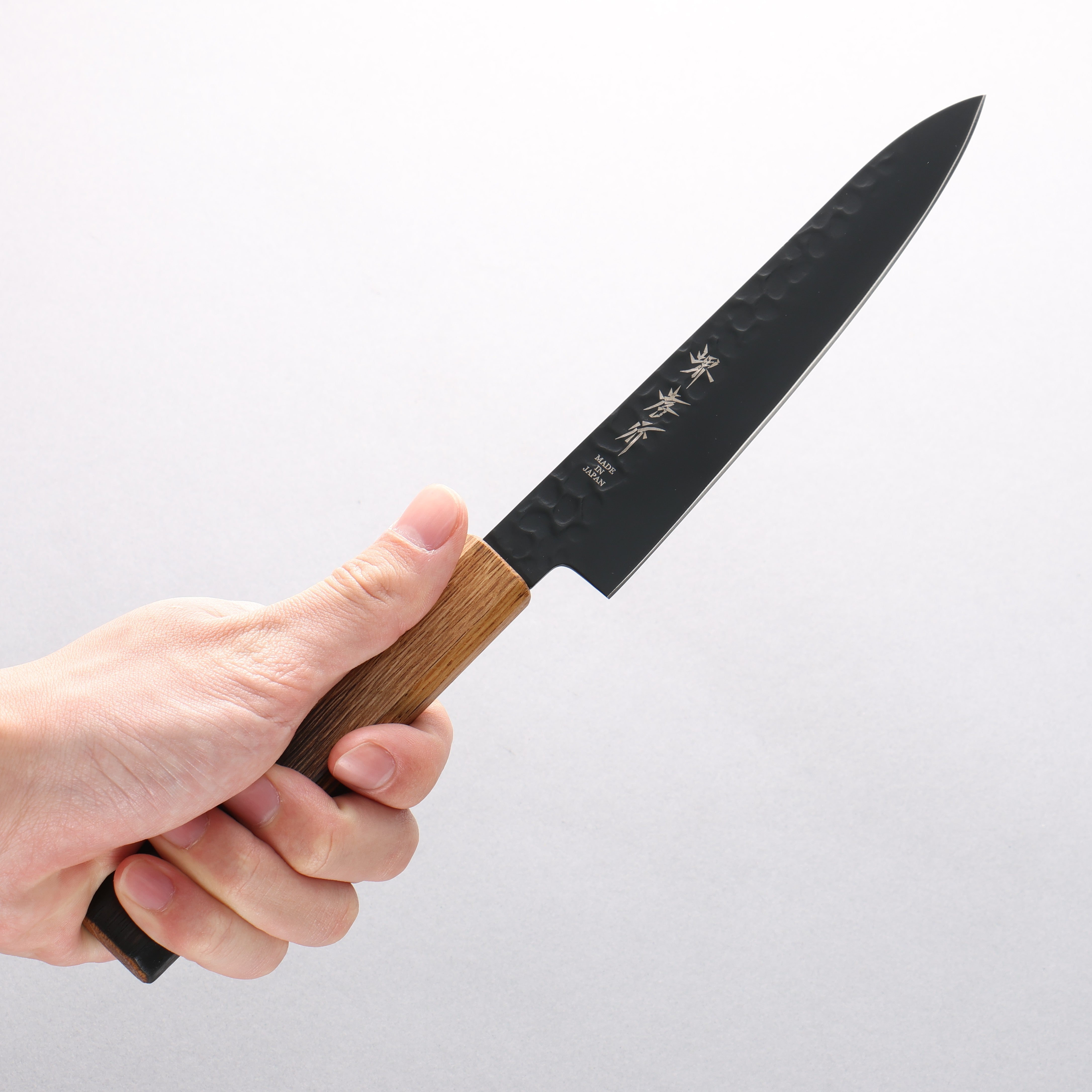 Sakai Takayuki Kurokage VG10 Hammered Teflon Coating Petty-Utility 150mm Burnt Oak Handle - Japanny - Best Japanese Knife