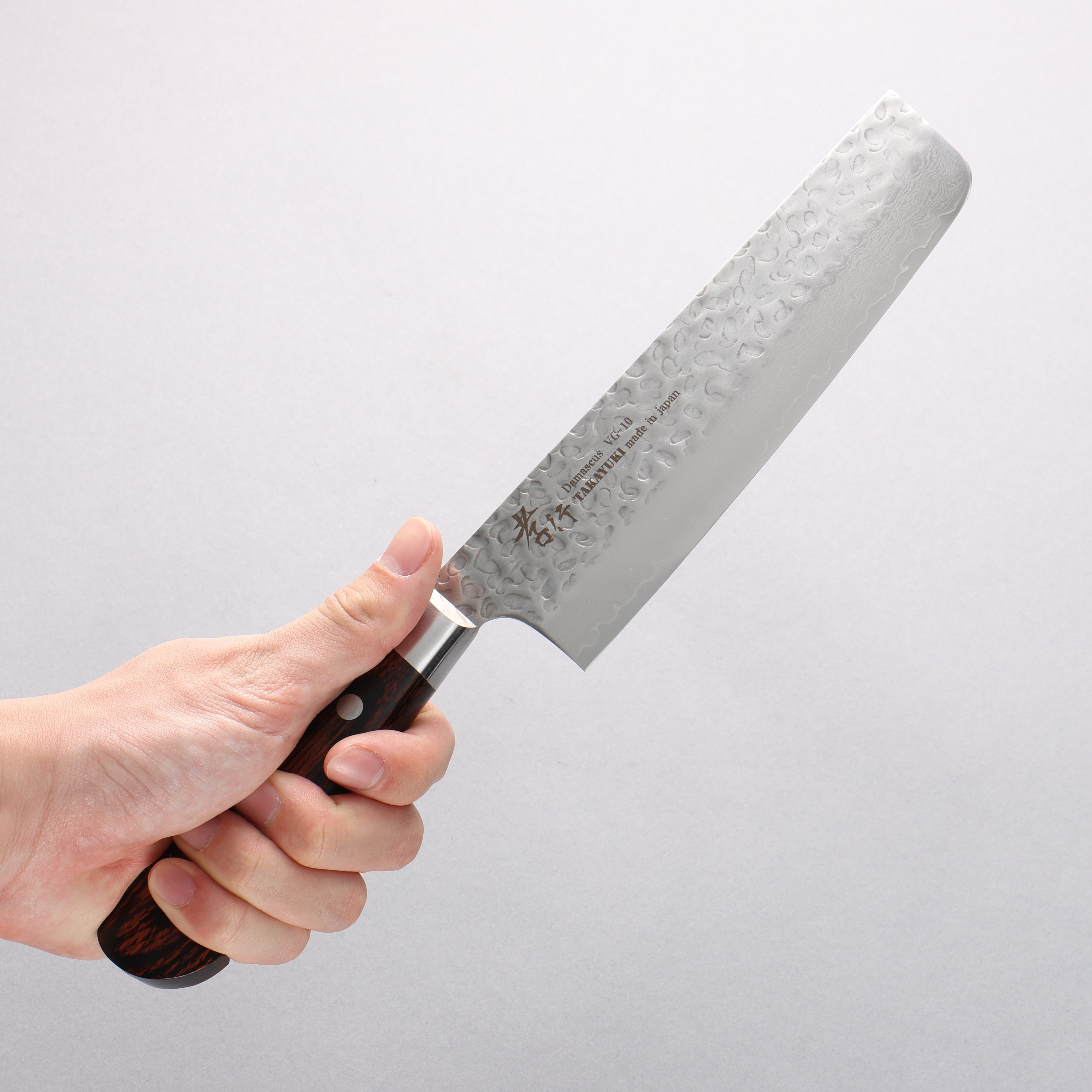 Sakai Takayuki VG10 33 Layer Damascus Nakiri 160mm Mahogany Pakka wood Handle - Japanny - Best Japanese Knife