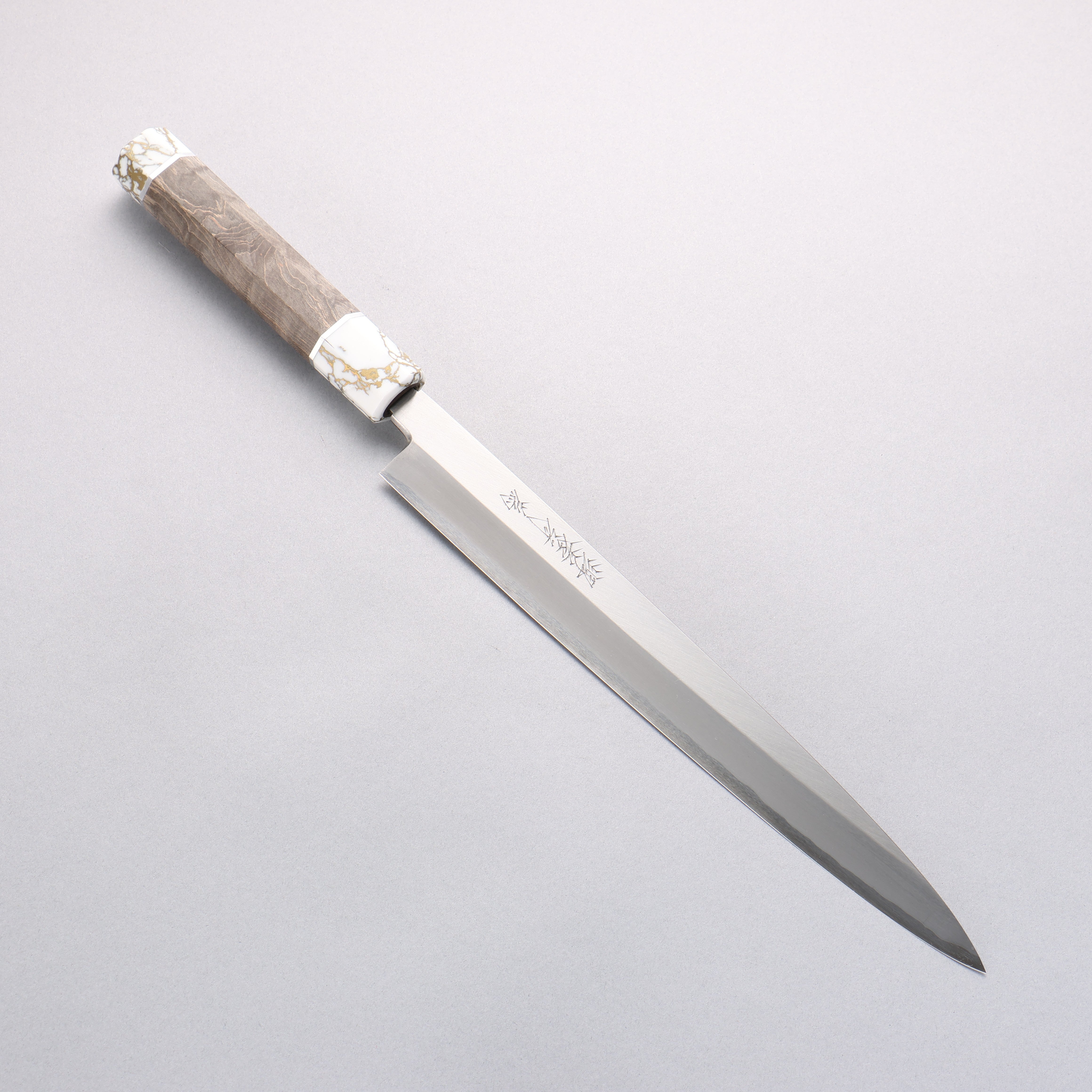 Sakai Takayuki Chef Series Silver Steel No.3 Yanagiba 270mm Stabilized wood (White Ferrule and End Cap) Handle with Sheath - Japanny - Best Japanese Knife