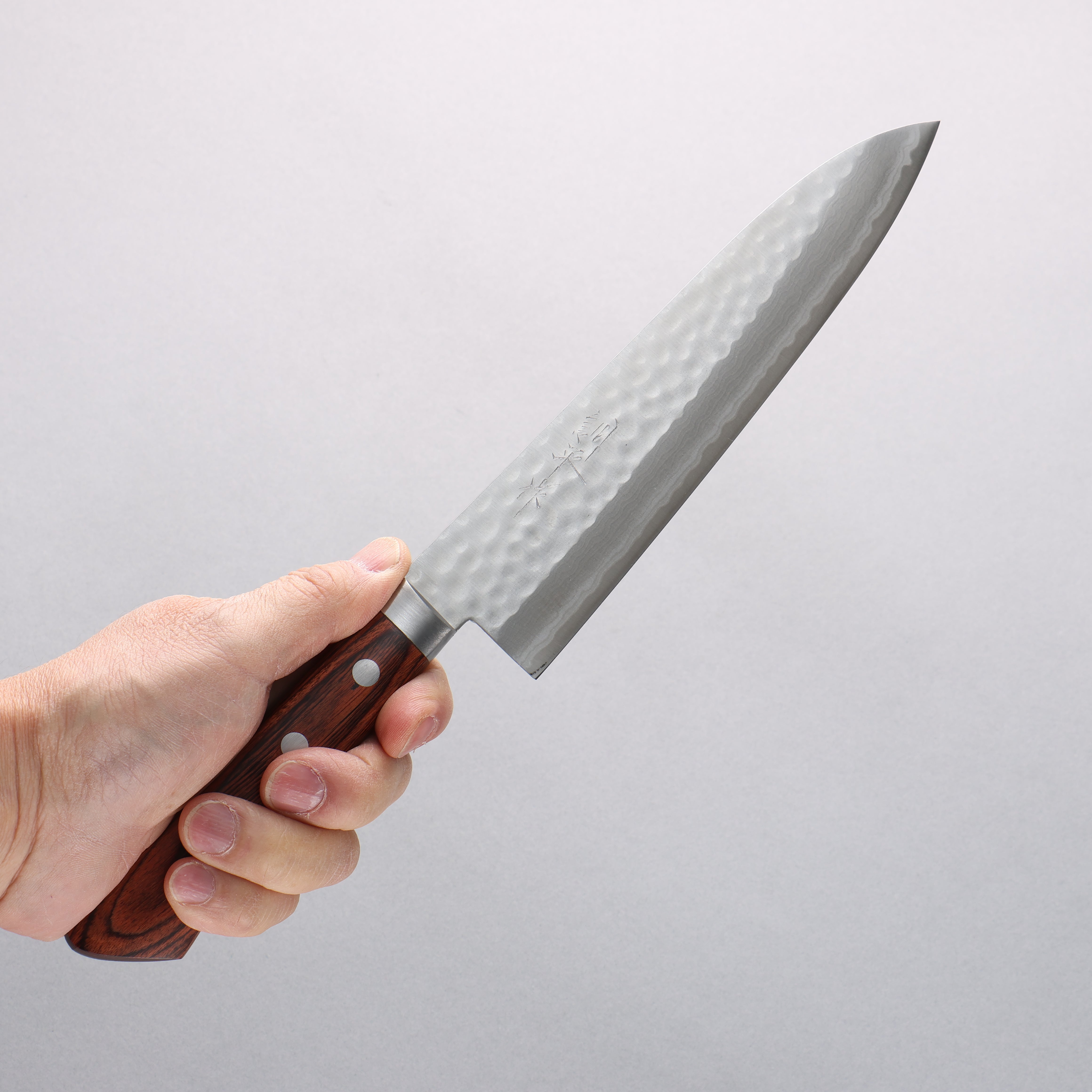 Kunihira Kokuryu VG10 Hammered Damascus Gyuto 180mm Mahogany Handle - Japanny - Best Japanese Knife
