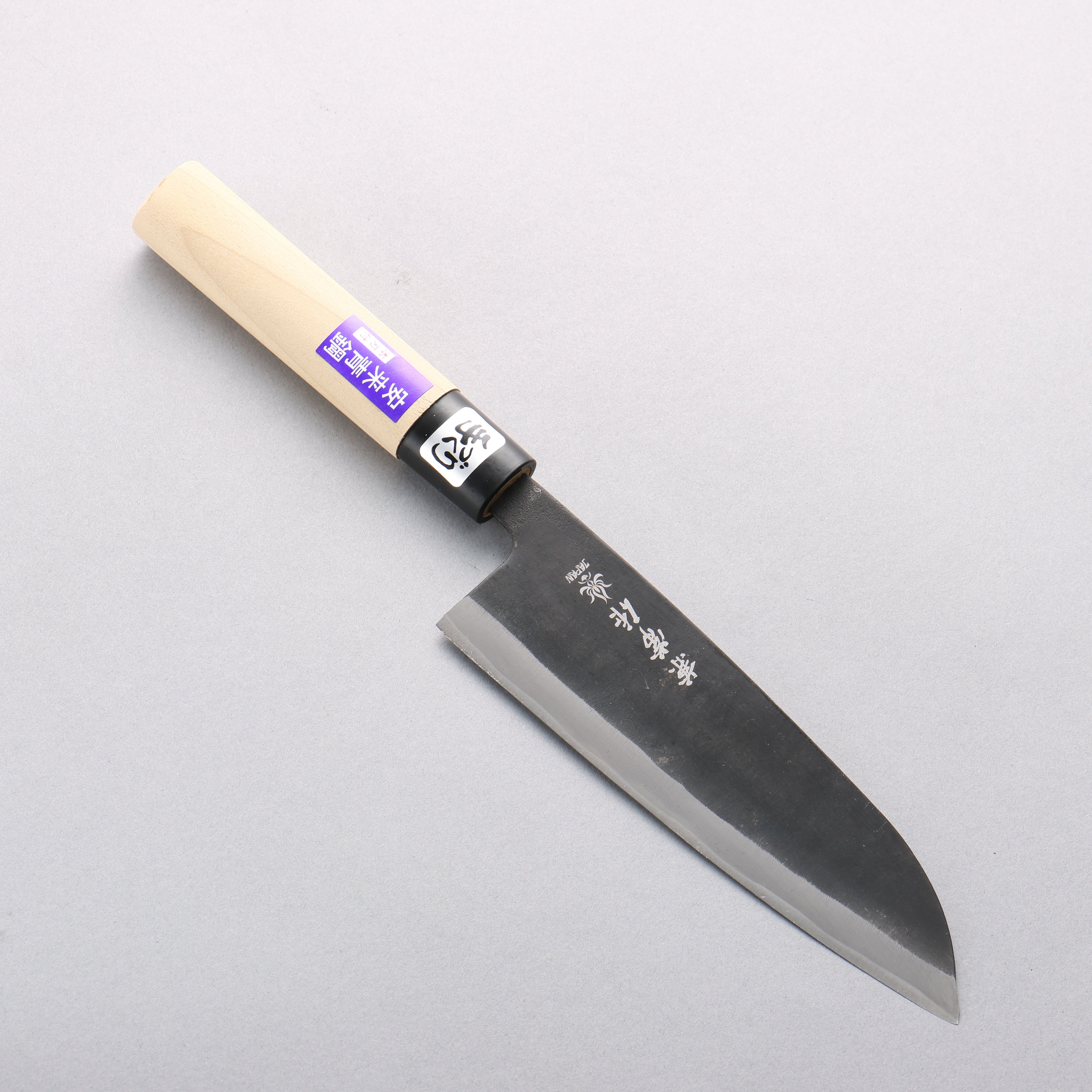 Kanetsune Hamaken Blue Steel No.2 Black Finished Santoku 165mm Magnolia Handle - Japanny - Best Japanese Knife