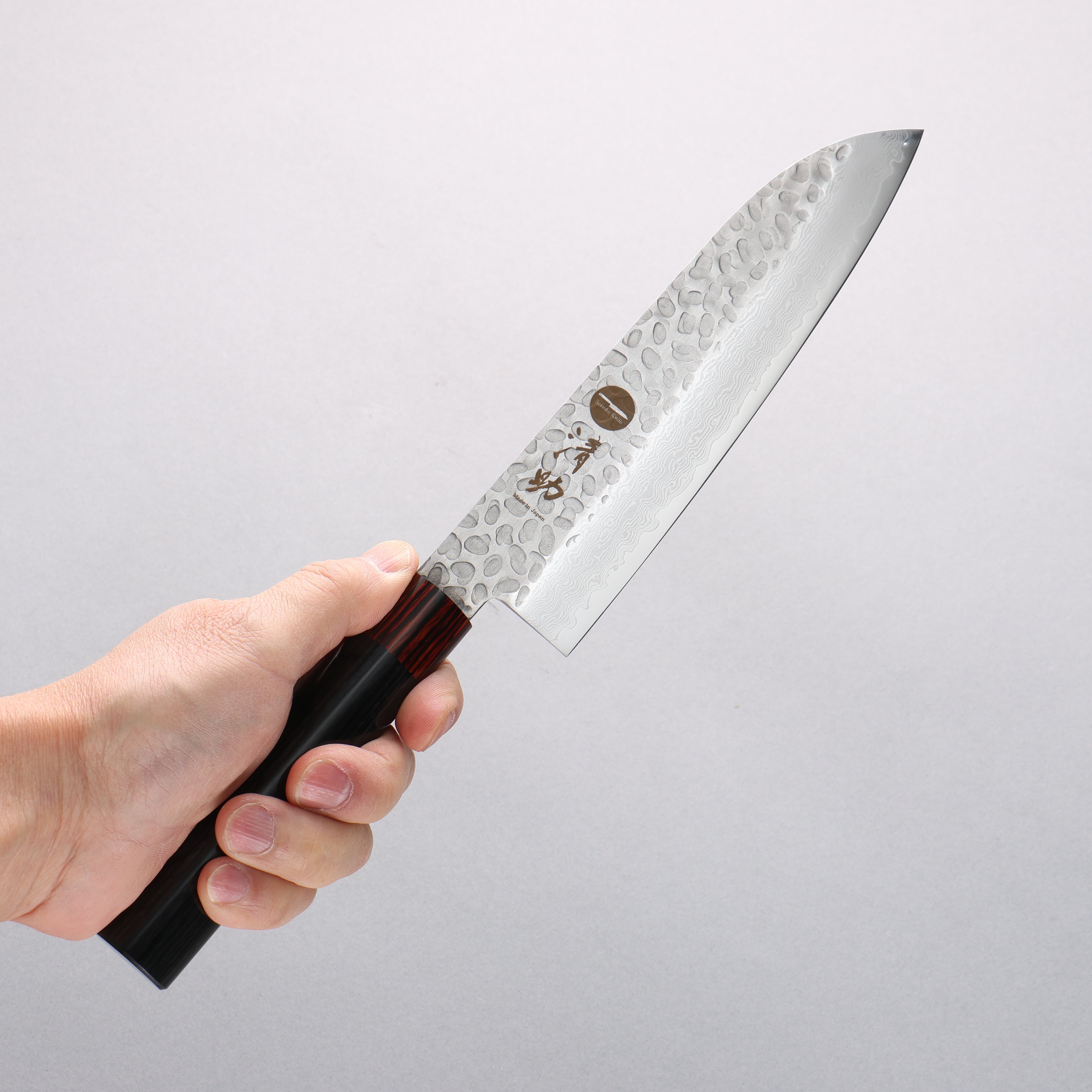 Seisuke VG10 33 Layer Hammered Damascus Santoku 180mm Black Pakka wood Handle - Japanny - Best Japanese Knife
