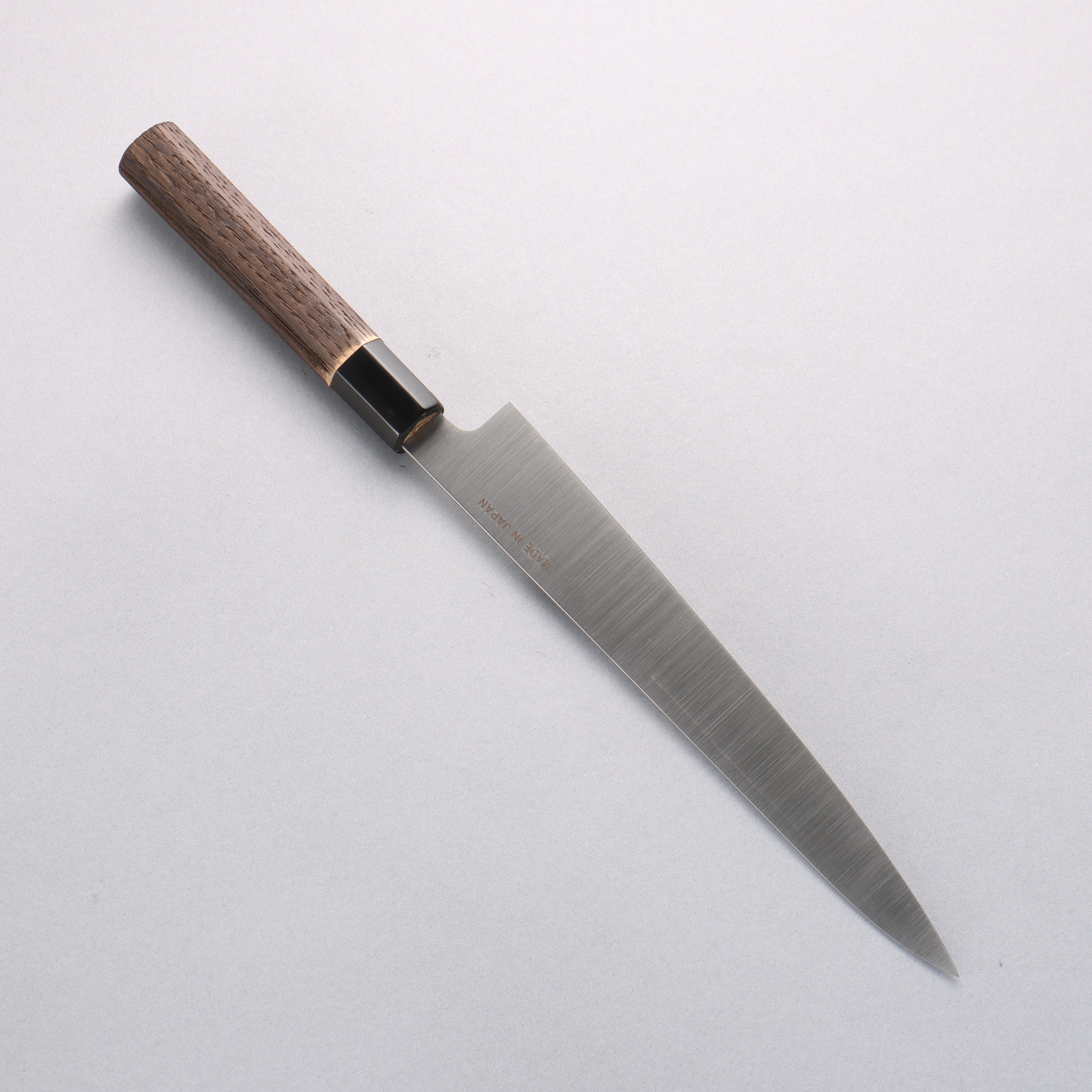 Seisuke Swedish Steel-stn Sujihiki 240mm Burnt Chestnut Handle - Japanny - Best Japanese Knife