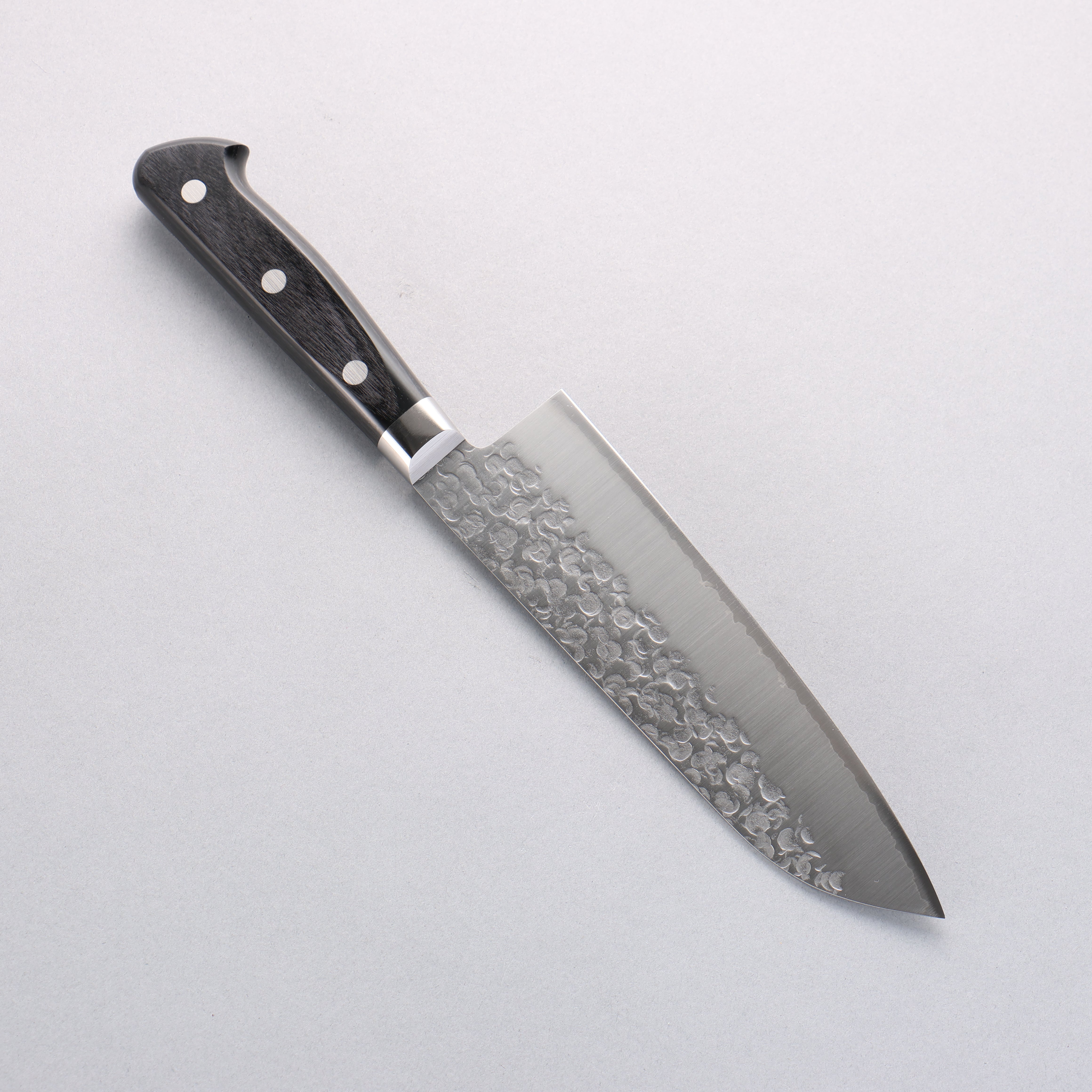 Takamura Knives VG10 Hammered Santoku 170mm with Black Pakka wood Handle - Japanny - Best Japanese Knife
