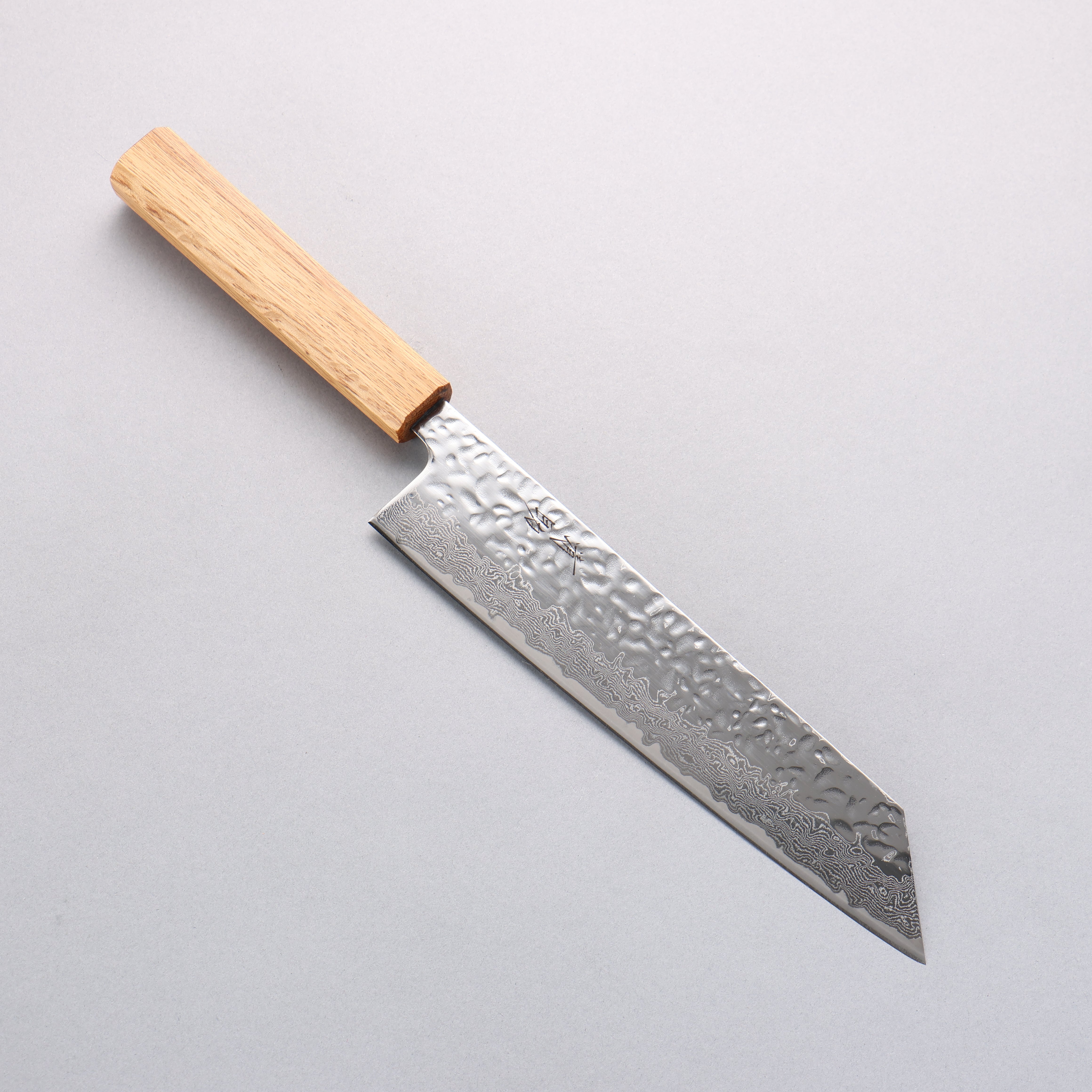 Seisuke Tsukikage AUS10 Migaki Finished Hammered Damascus Kiritsuke 210mm Oak Handle - Japanny - Best Japanese Knife