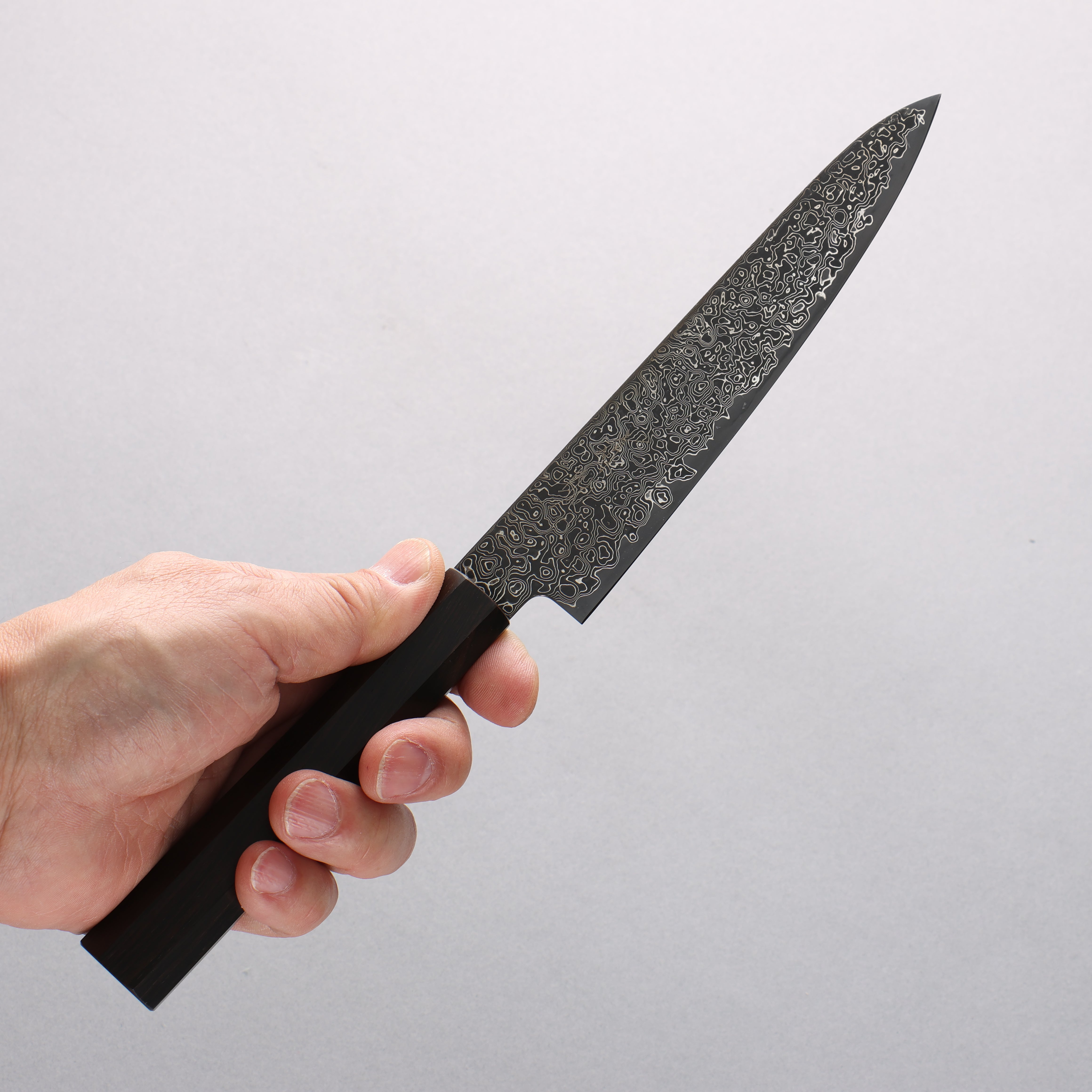 Seisuke SG2 Black Damascus Migaki Finished Petty-Utility 150mm Ebony Wood Handle - Japanny - Best Japanese Knife