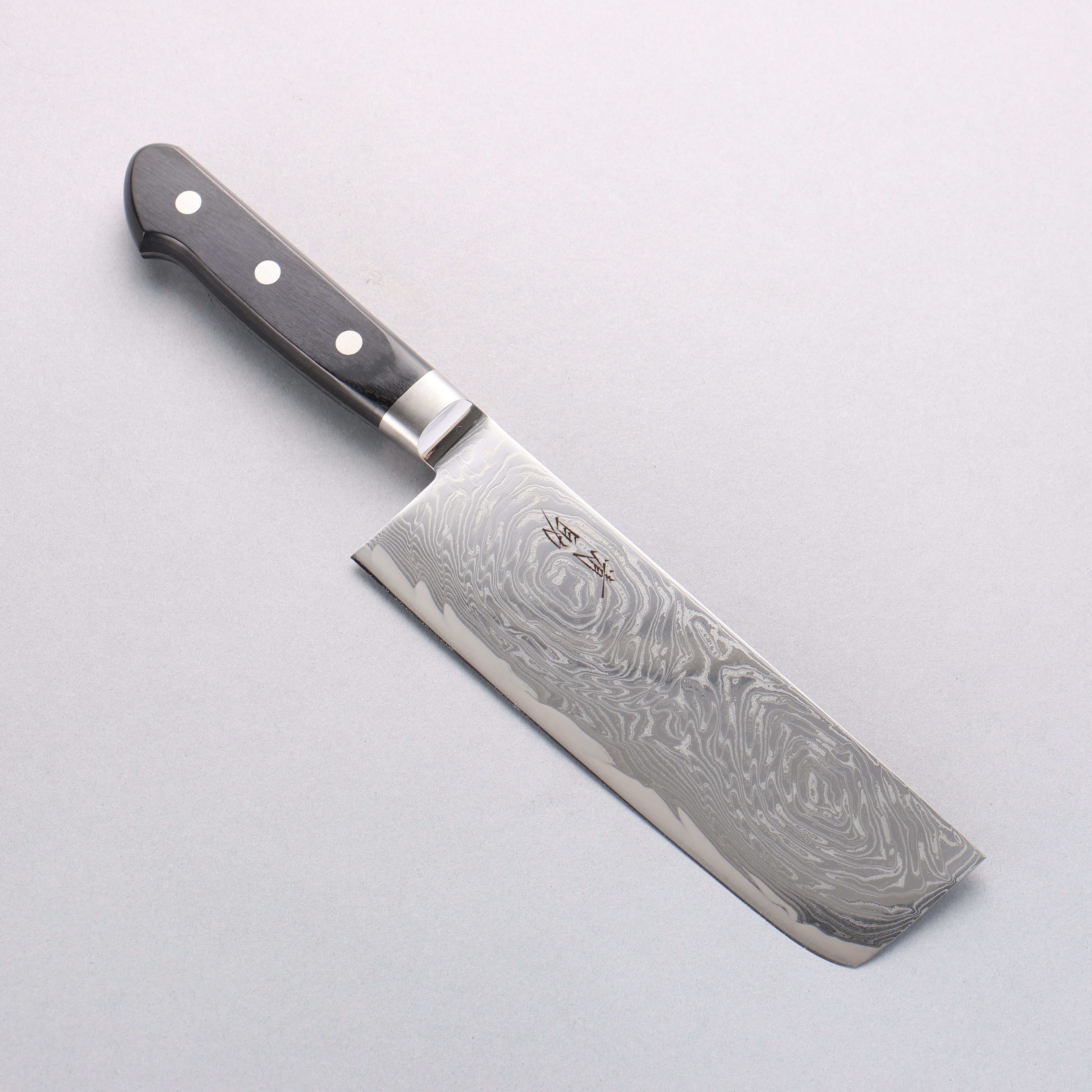 Seisuke Nami AUS10 Mirrored Finish Damascus Nakiri 165mm Black Pakka wood Handle - Japanny - Best Japanese Knife