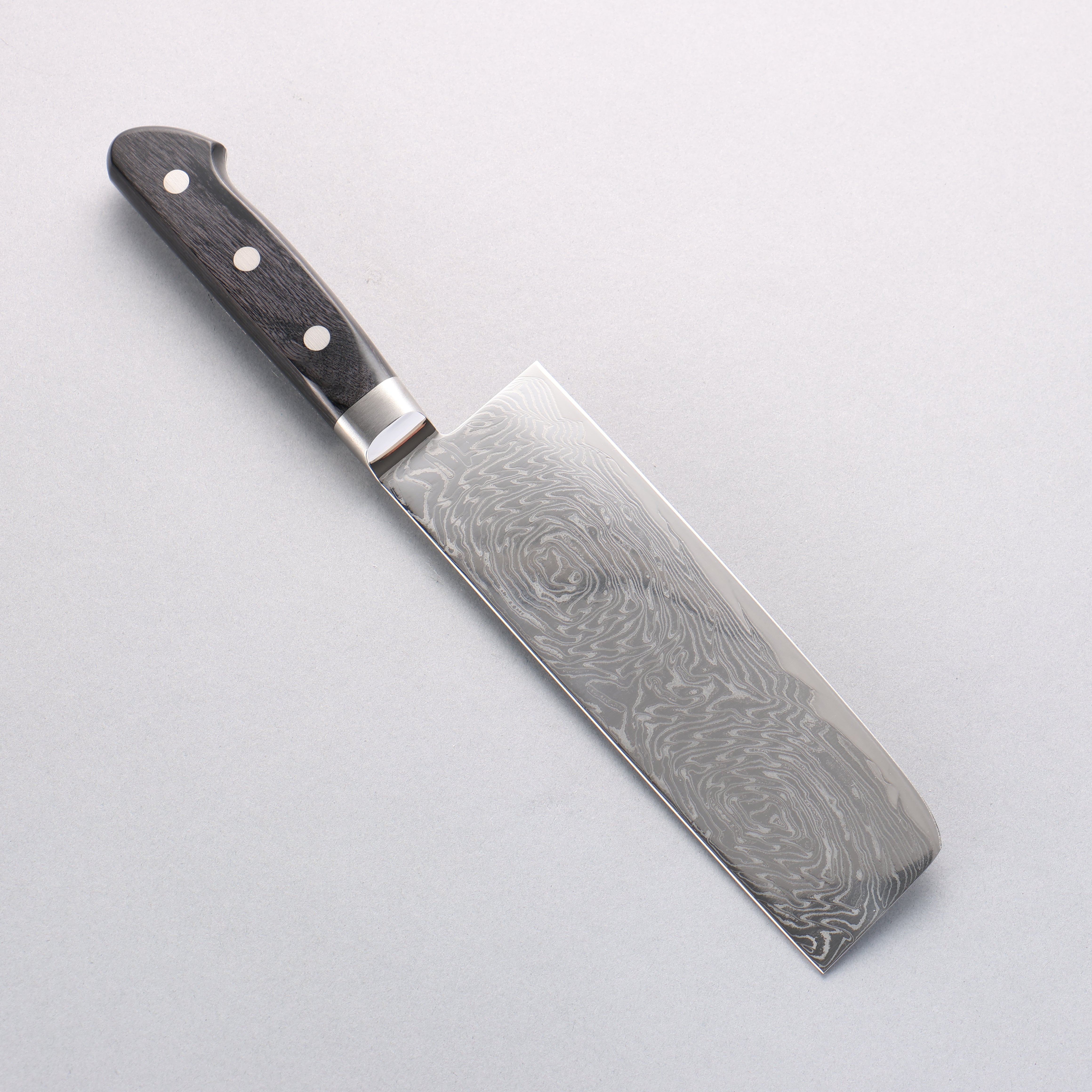 Seisuke Nami AUS10 Mirrored Finish Damascus Nakiri 165mm Black Pakka wood Handle - Japanny - Best Japanese Knife