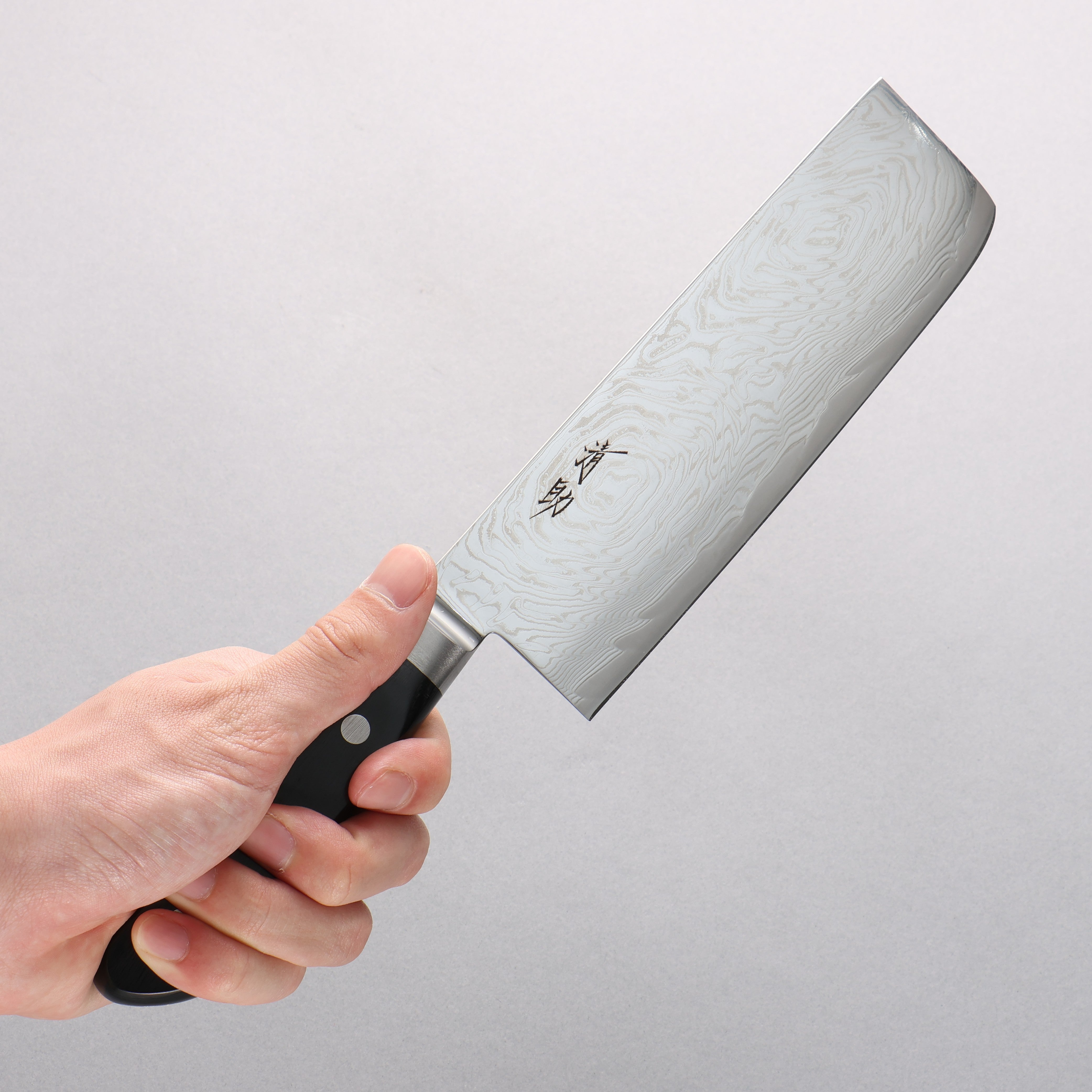 Seisuke Nami AUS10 Mirrored Finish Damascus Nakiri 165mm Black Pakka wood Handle - Japanny - Best Japanese Knife