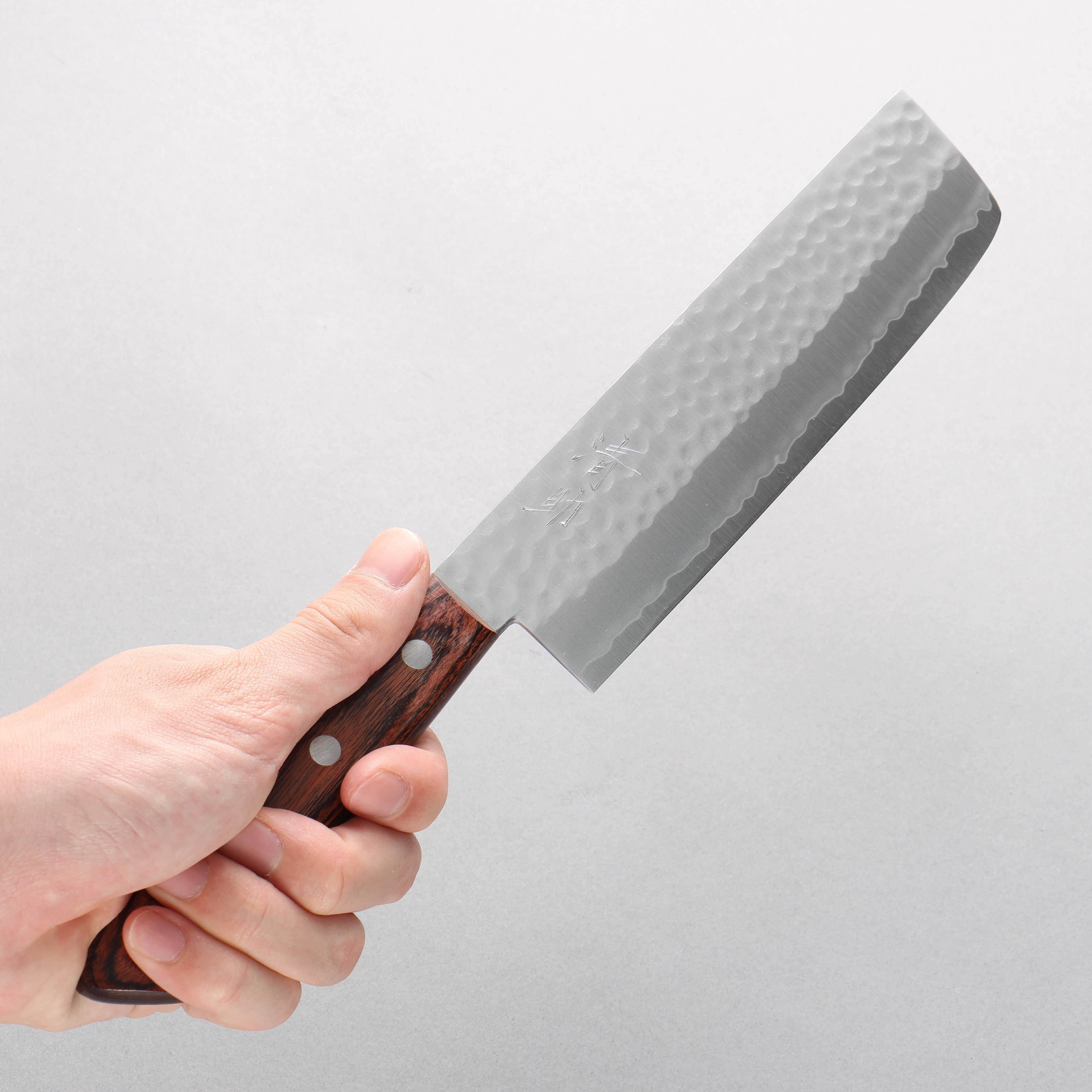 Seisuke VG1 Hammered Nakiri 165mm Mahogany Handle - Japanny - Best Japanese Knife