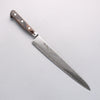 Seisuke Kagami2 AUS10 Mirrored Finish Damascus Sujihiki 240mm Brown Pakka wood Handle - Japanny - Best Japanese Knife