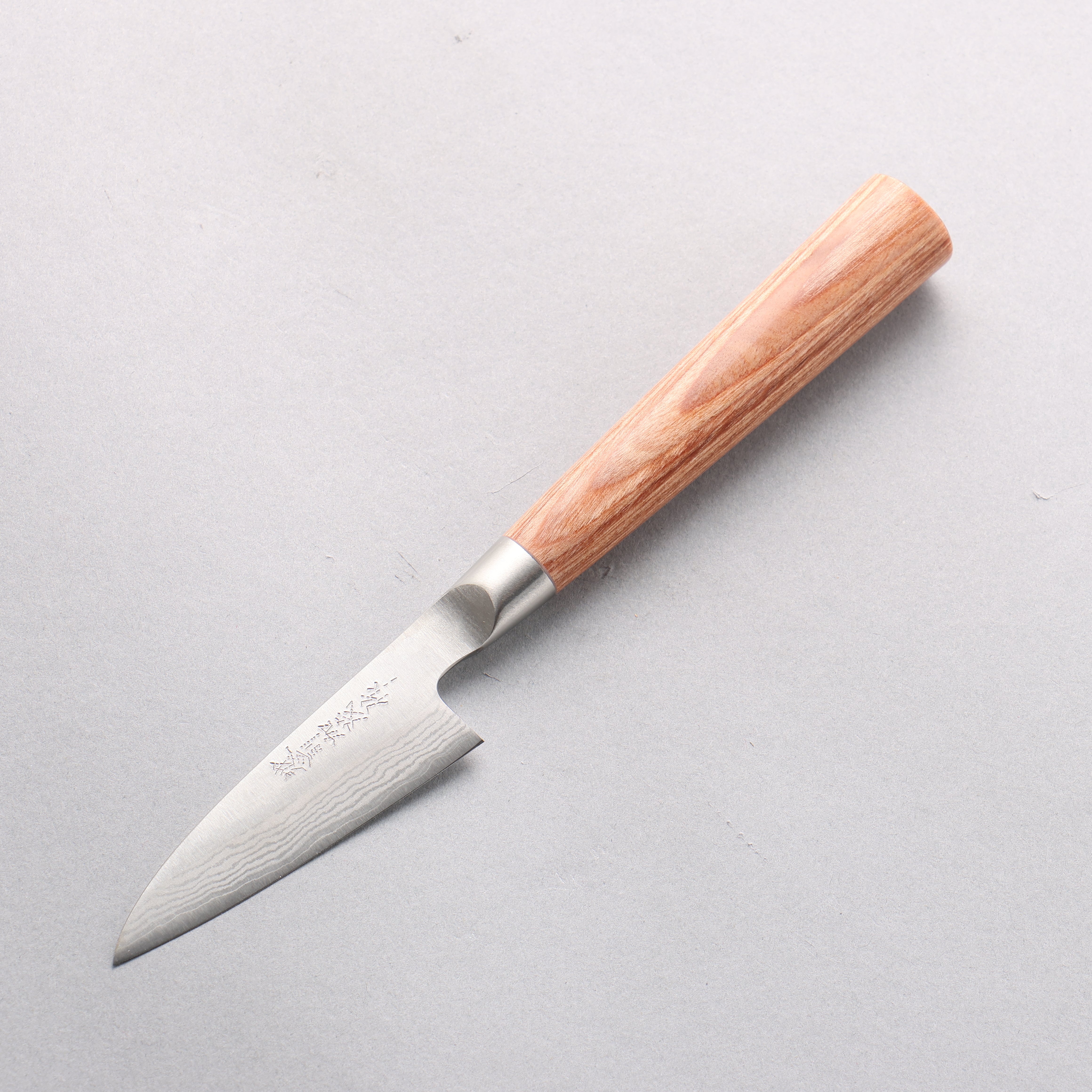 Kamo Hamono VG10 Damascus Petty-Utility 80mm Brown Pakka wood Handle - Japanny - Best Japanese Knife