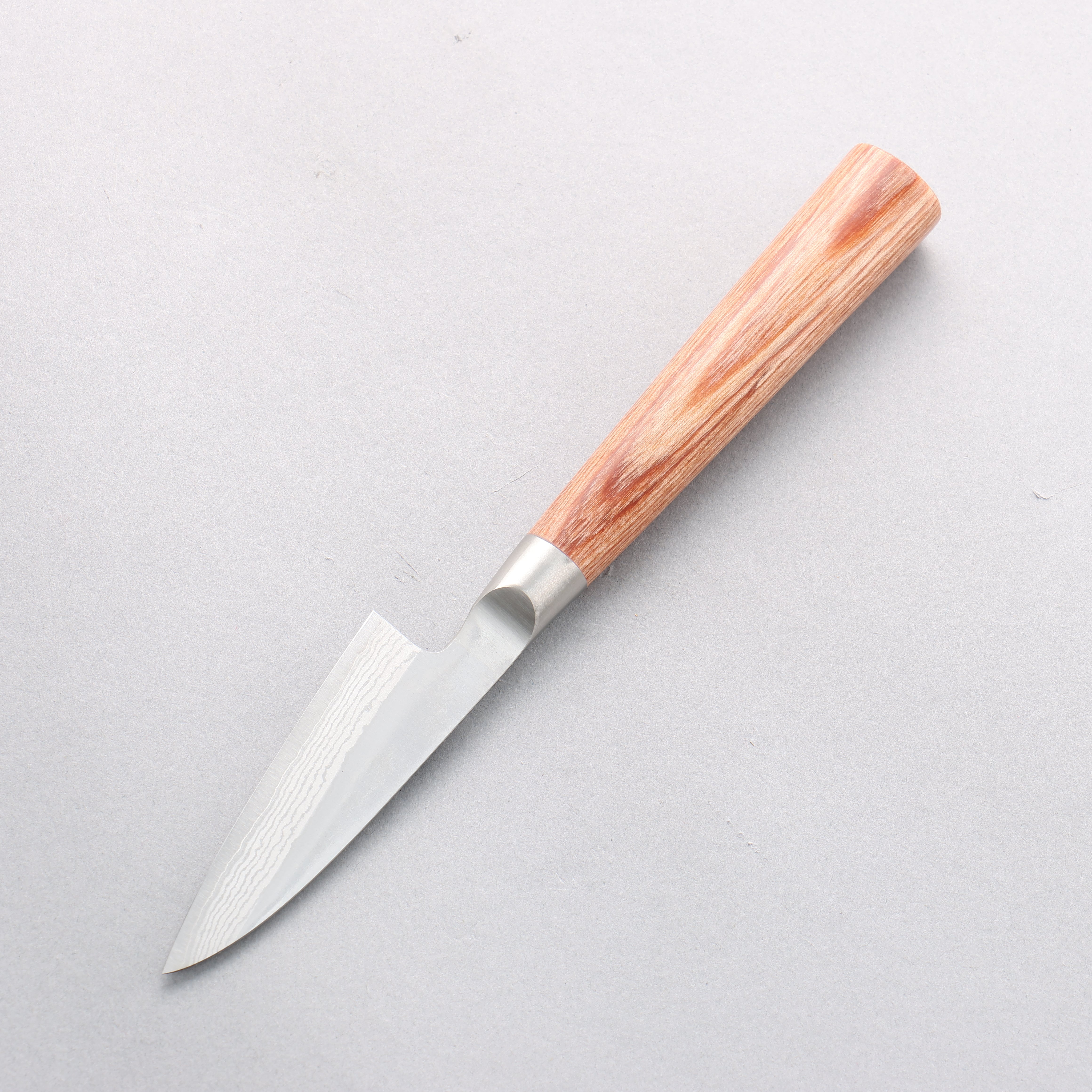 Kamo Hamono VG10 Damascus Petty-Utility 80mm Brown Pakka wood Handle - Japanny - Best Japanese Knife