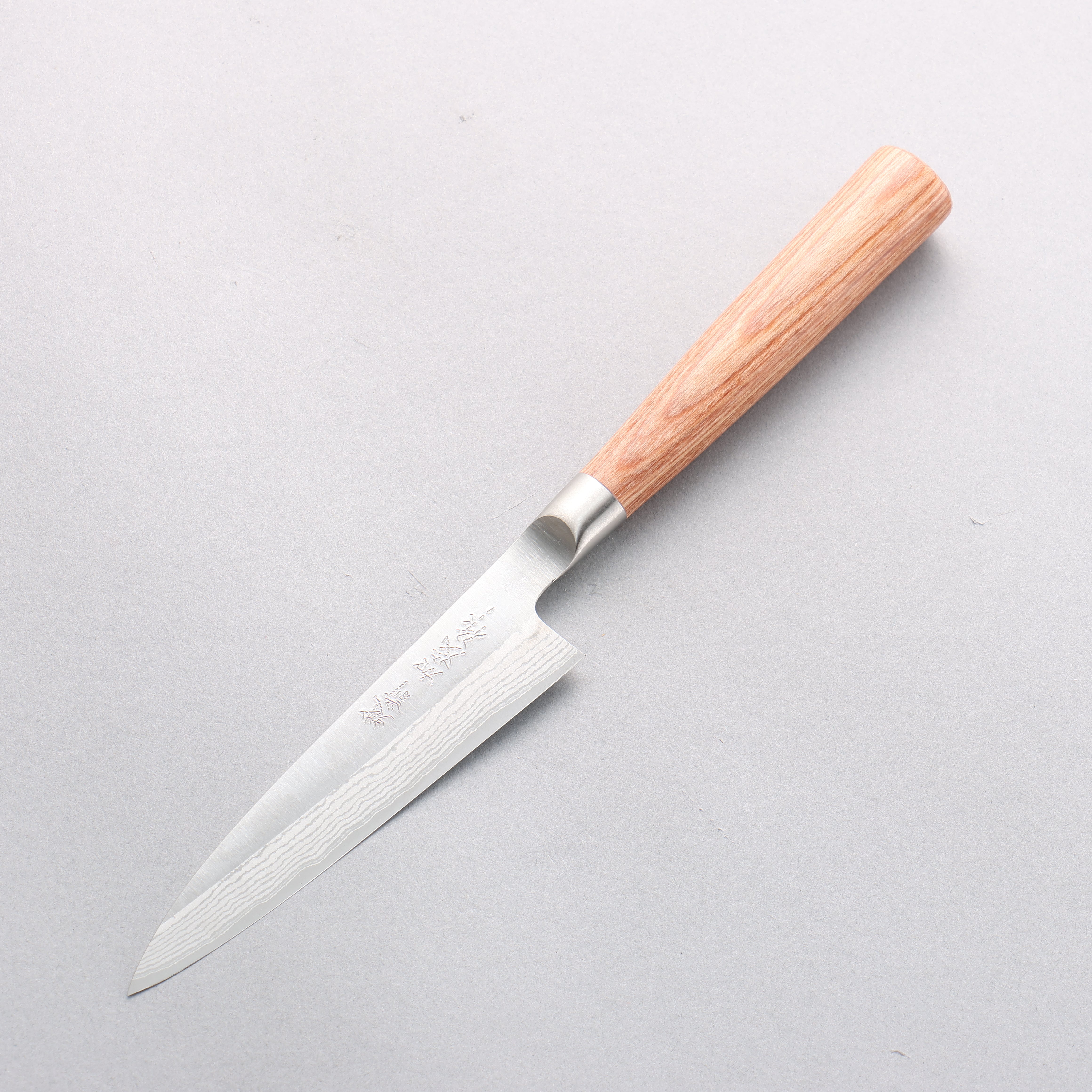 Kamo Hamono VG10 Damascus Petty-Utility 120mm Brown Pakka wood Handle - Japanny - Best Japanese Knife