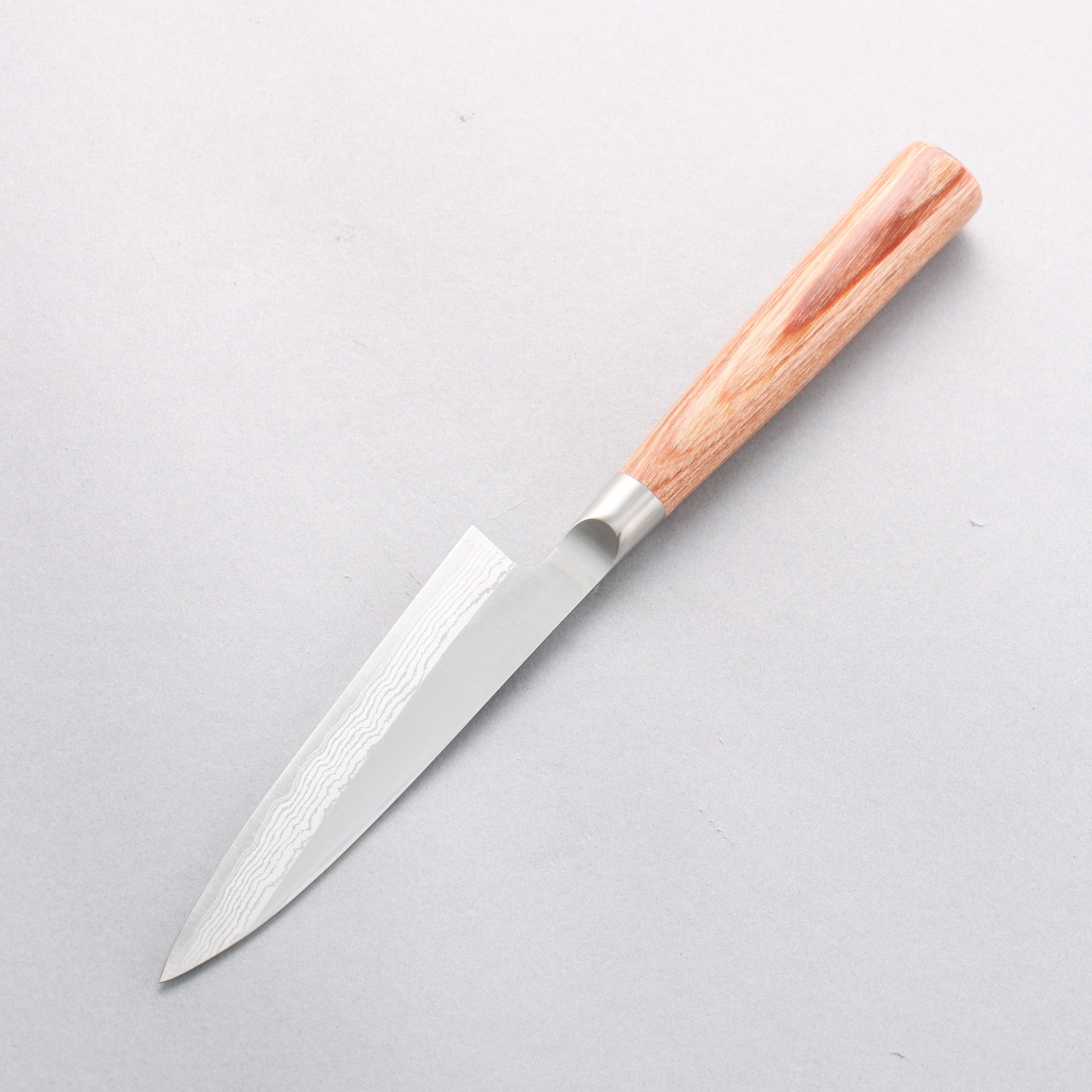 Kamo Hamono VG10 Damascus Petty-Utility 120mm Brown Pakka wood Handle - Japanny - Best Japanese Knife