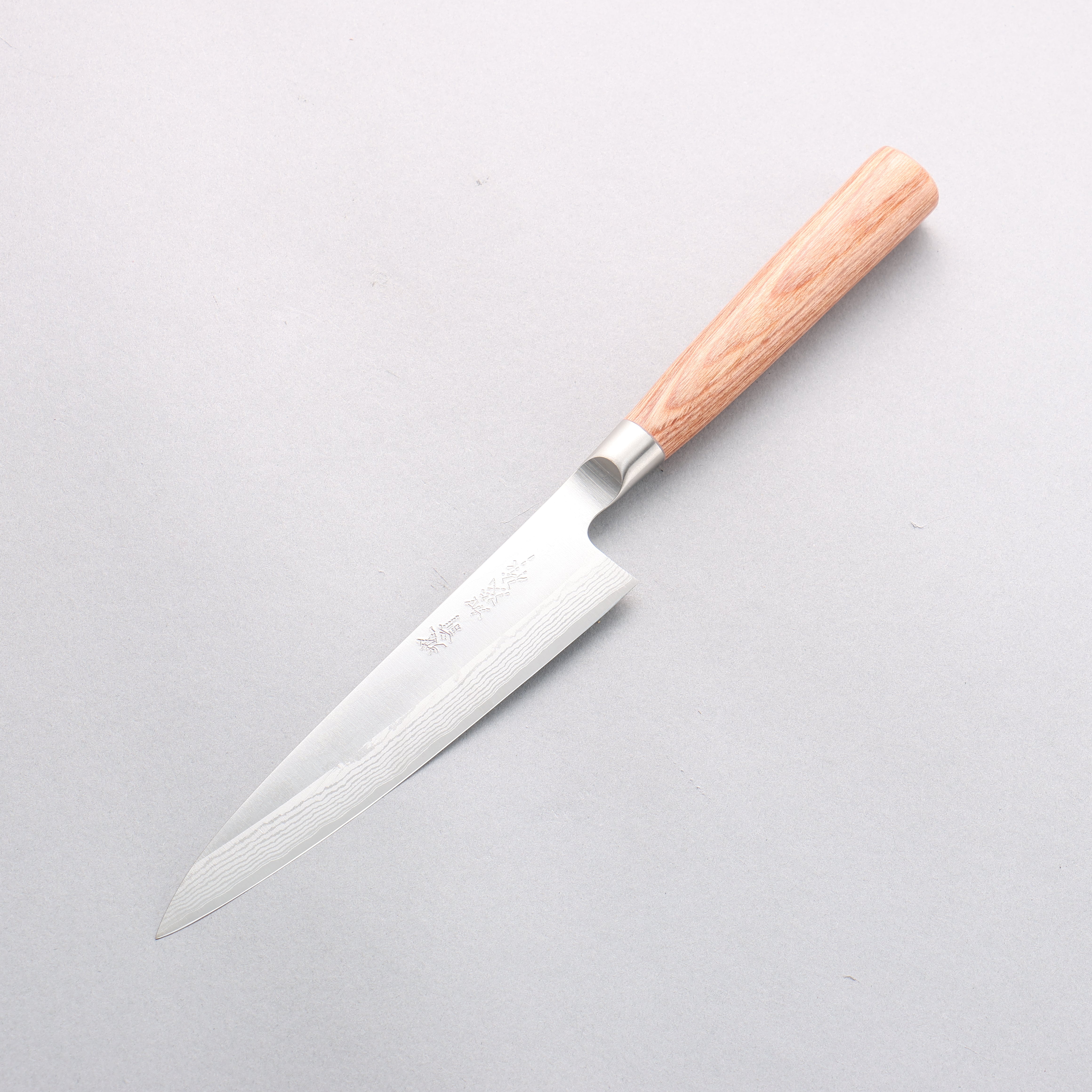 Kamo Hamono VG10 Damascus Petty-Utility 150mm Brown Pakka wood Handle - Japanny - Best Japanese Knife