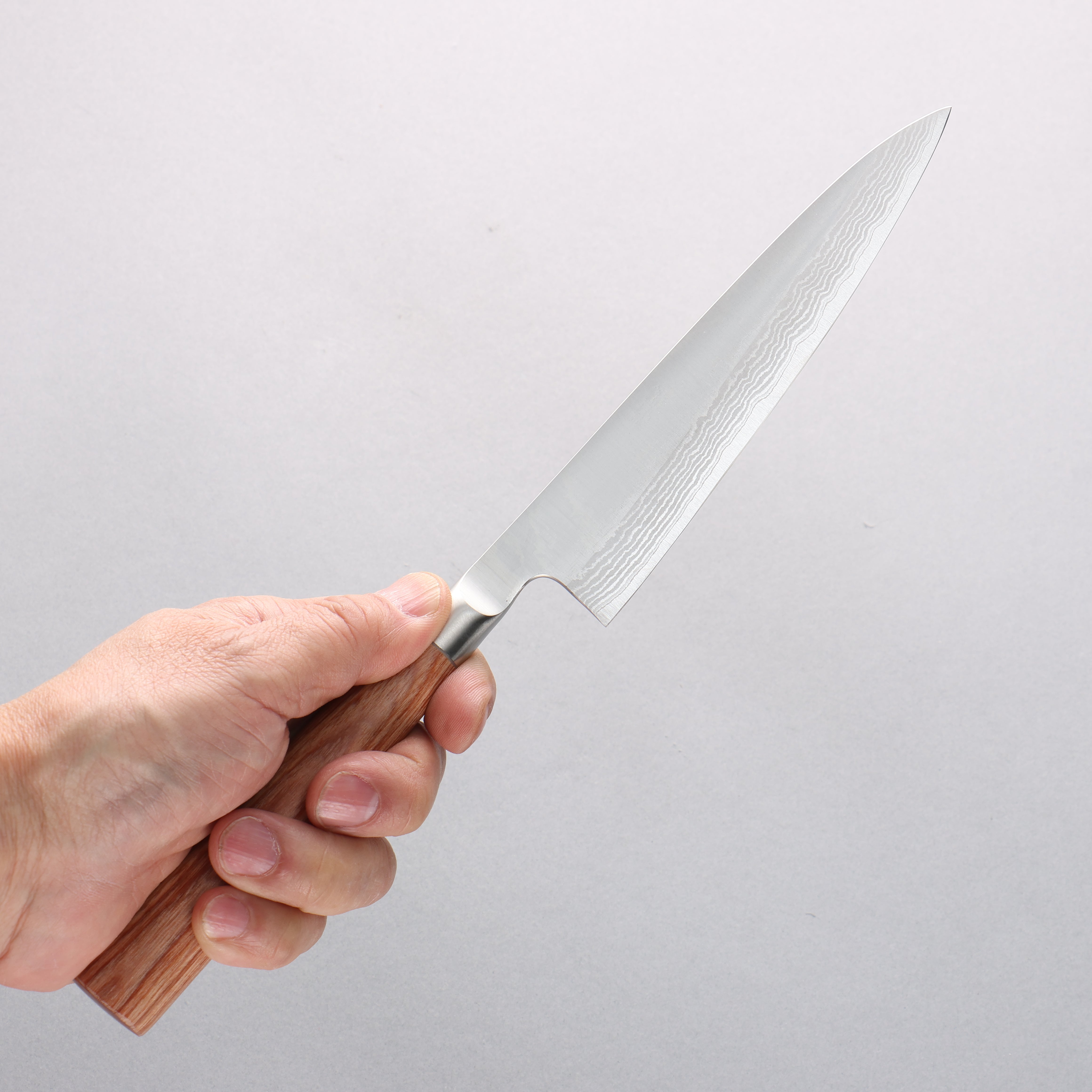 Kamo Hamono VG10 Damascus Petty-Utility 150mm Brown Pakka wood Handle - Japanny - Best Japanese Knife