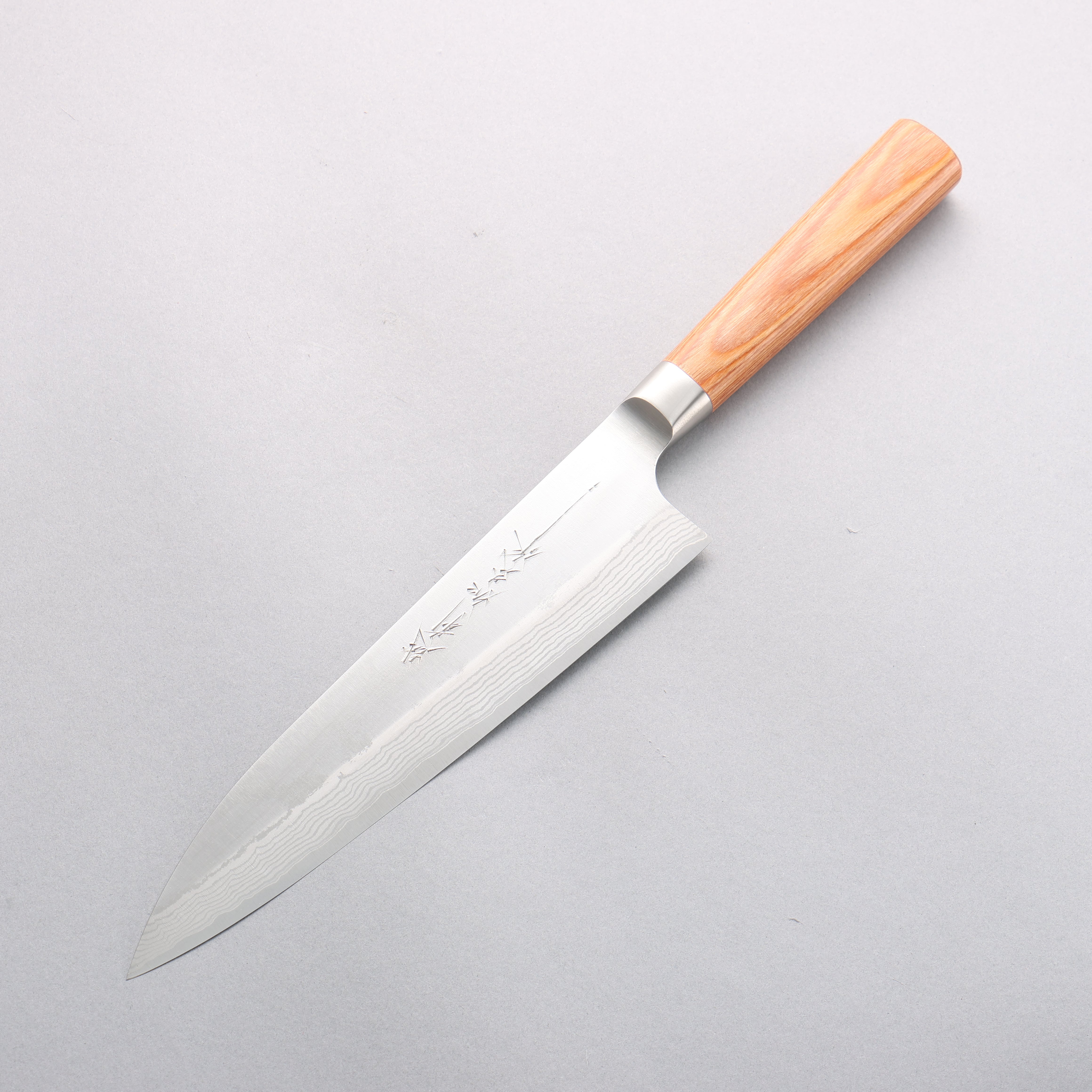 Kamo Hamono VG10 Damascus Gyuto 210mm Brown Pakka wood Handle - Japanny - Best Japanese Knife