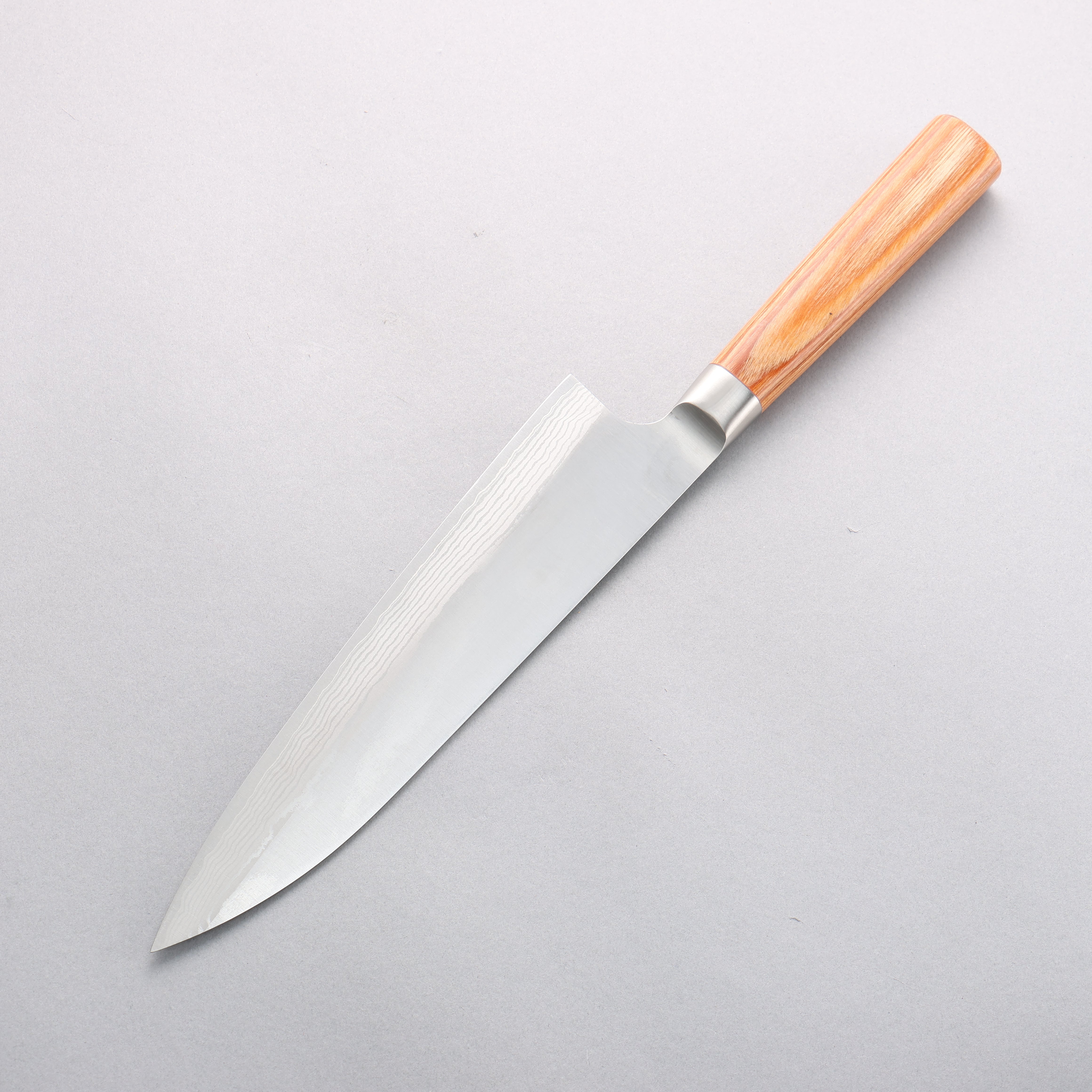 Kamo Hamono VG10 Damascus Gyuto 210mm Brown Pakka wood Handle - Japanny - Best Japanese Knife