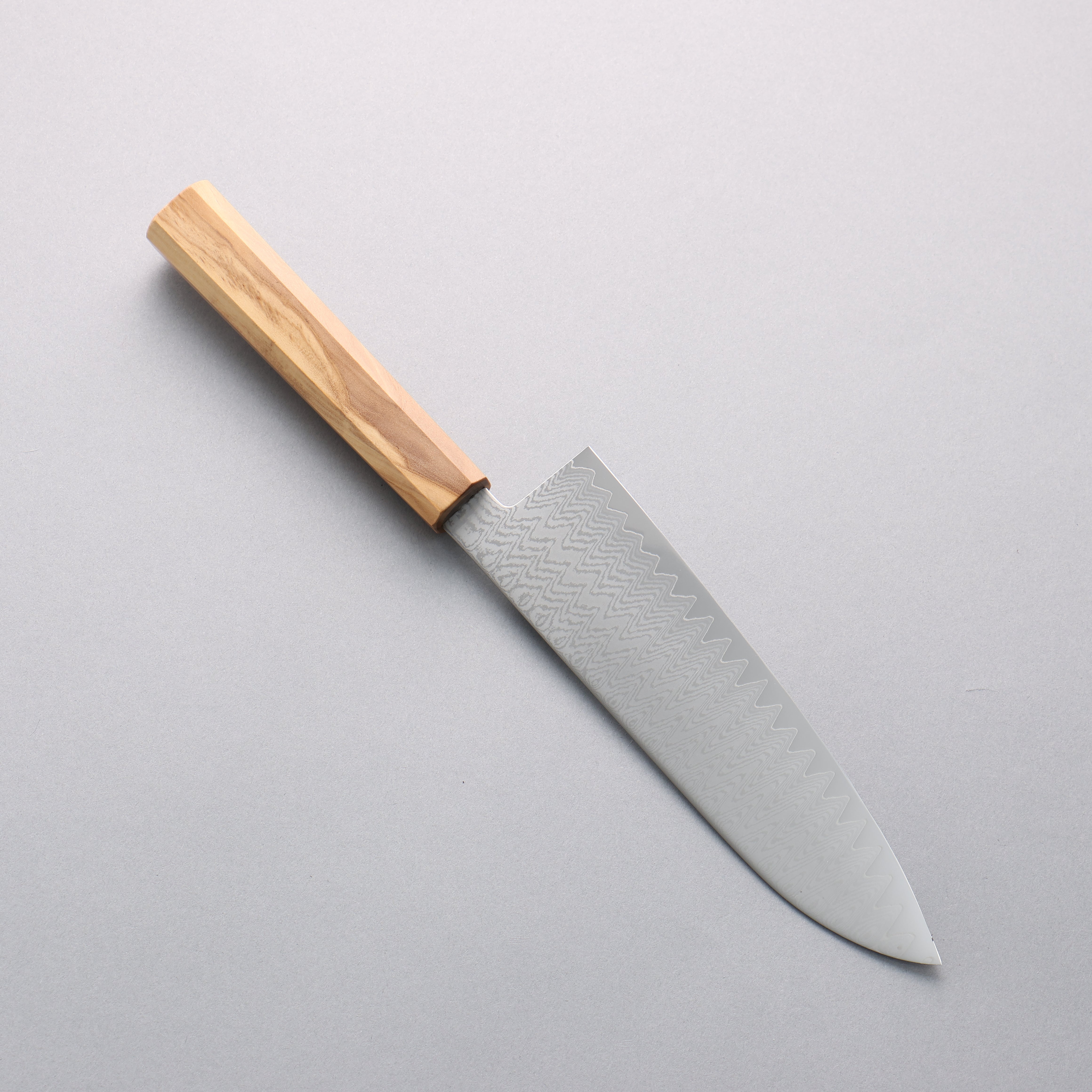 Kanjyo VG10 Damascus Santoku 180mm Olive tree Handle - Japanny - Best Japanese Knife